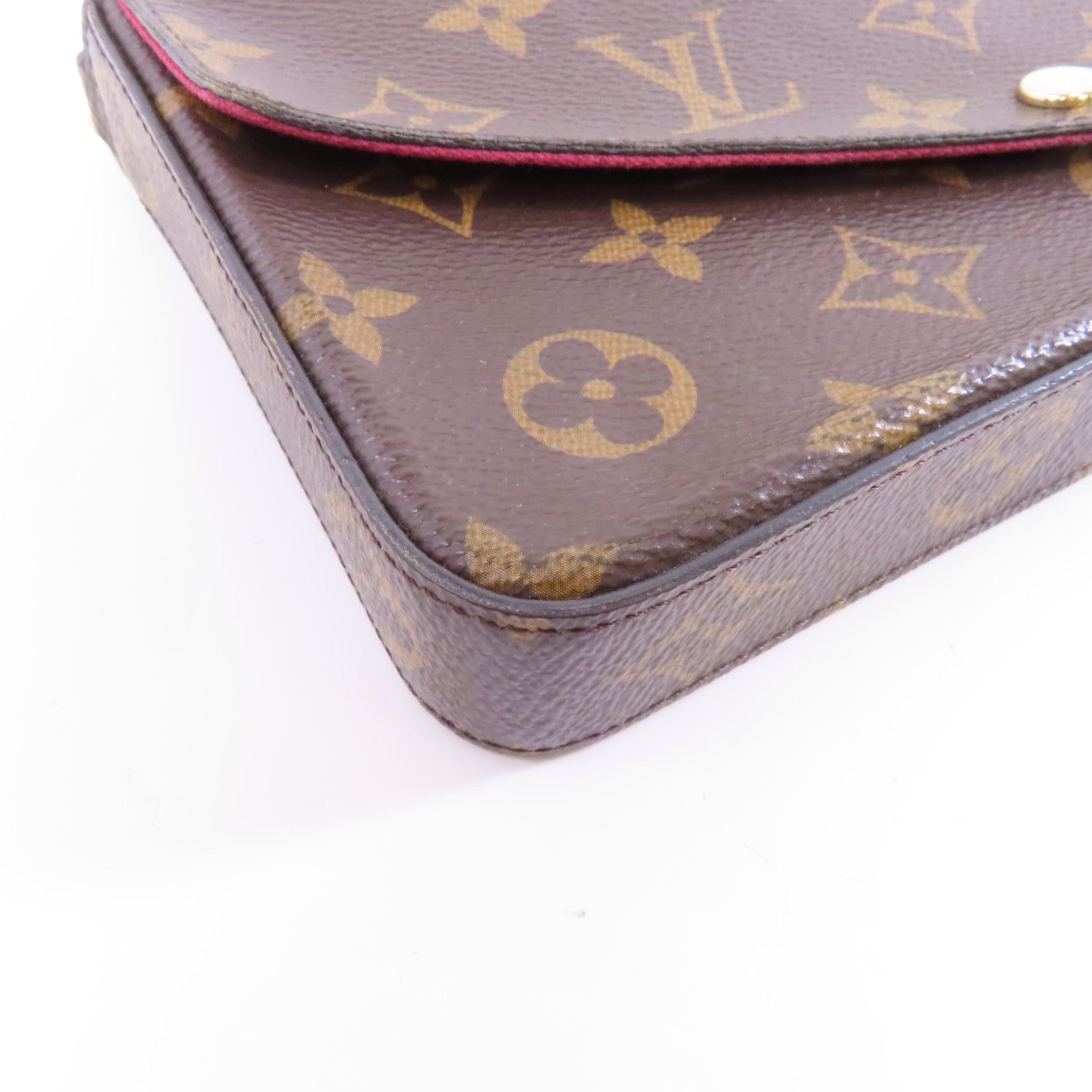 LOUIS VUITTON Monogram Felicie Pochette金扣鏈帶肩背袋啡色
