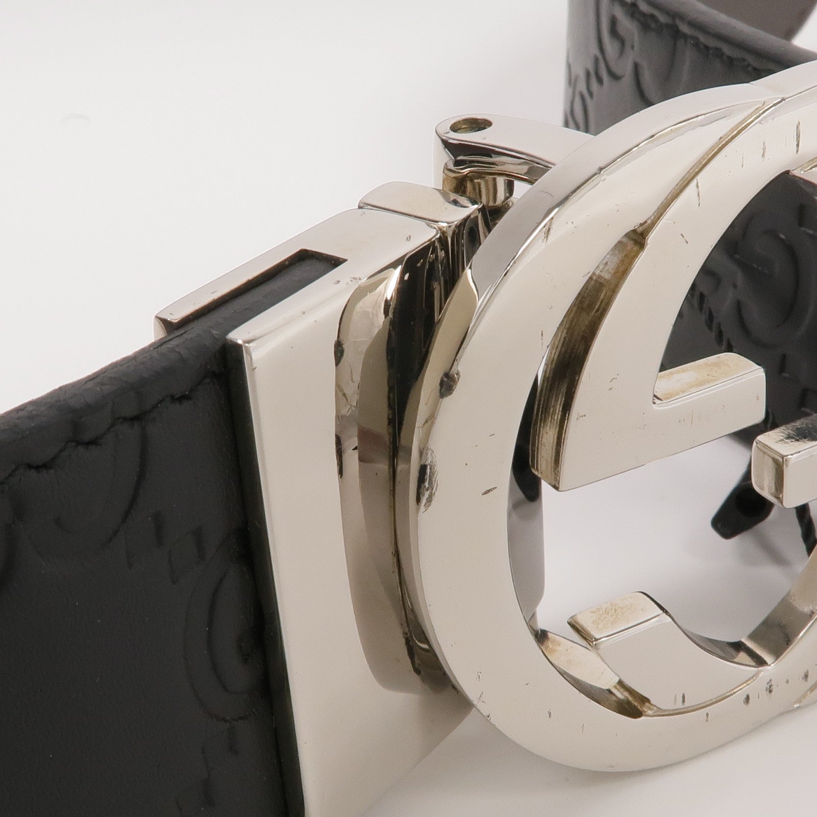 GUCCI 牛皮皮革Belt銀扣皮帶