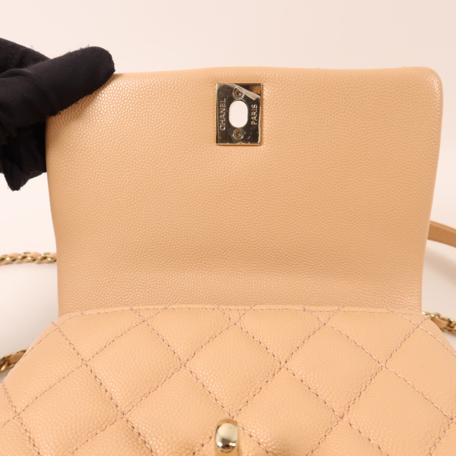 CHANEL 牛皮皮革Coco Handle Mini金扣手挽肩背兩用袋