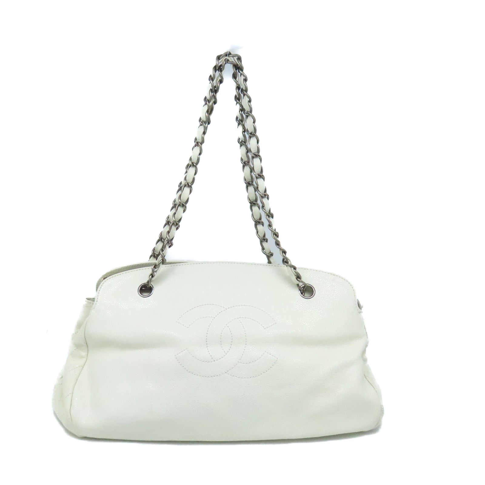CHANEL 【激減優惠】菱格牛皮皮革Chain Shoulder Bag鏈帶肩背袋米白色