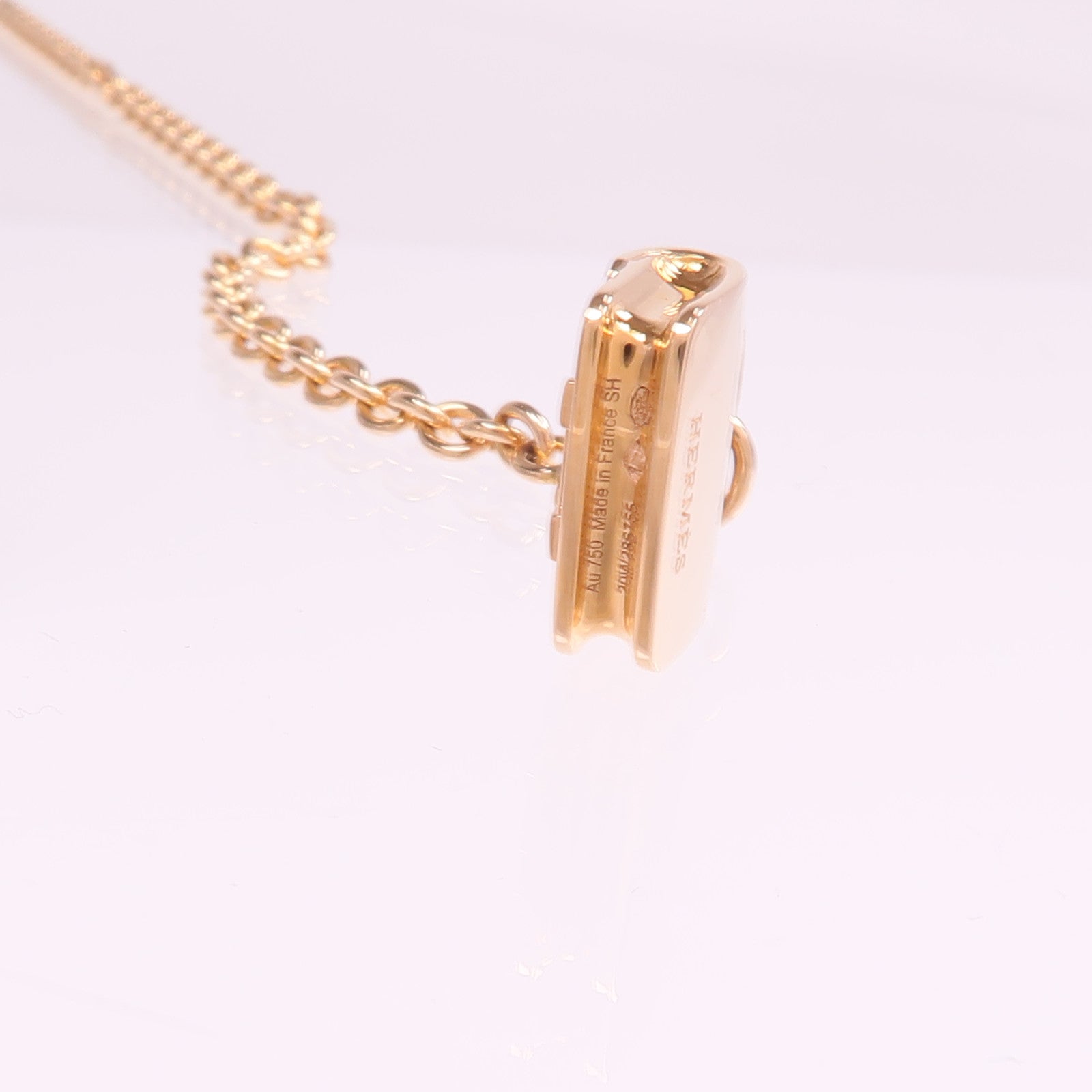 HERMES 18K玫瑰金Amulettes Constance Bracelet粉紅色藍寶石手鏈