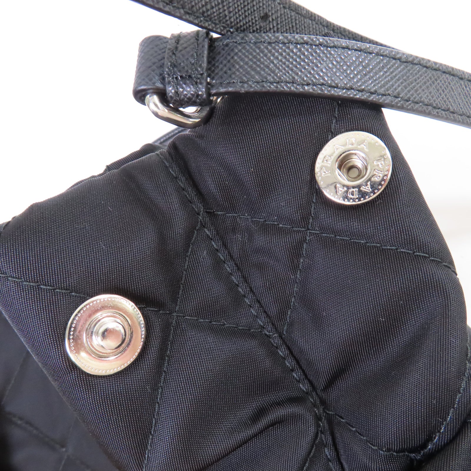 PRADA 尼龍2Way Shoulder Bag銀扣手挽肩背兩用袋黑色