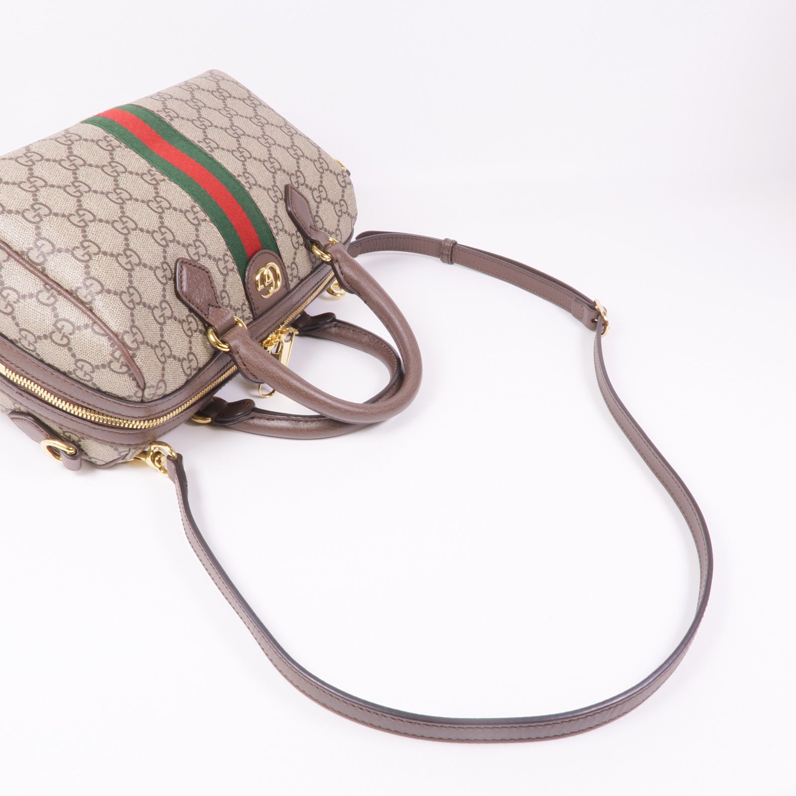 GUCCI GHW Ophidia GG 2 Way Shoulder Bag 772061 Coated Canvas Brown