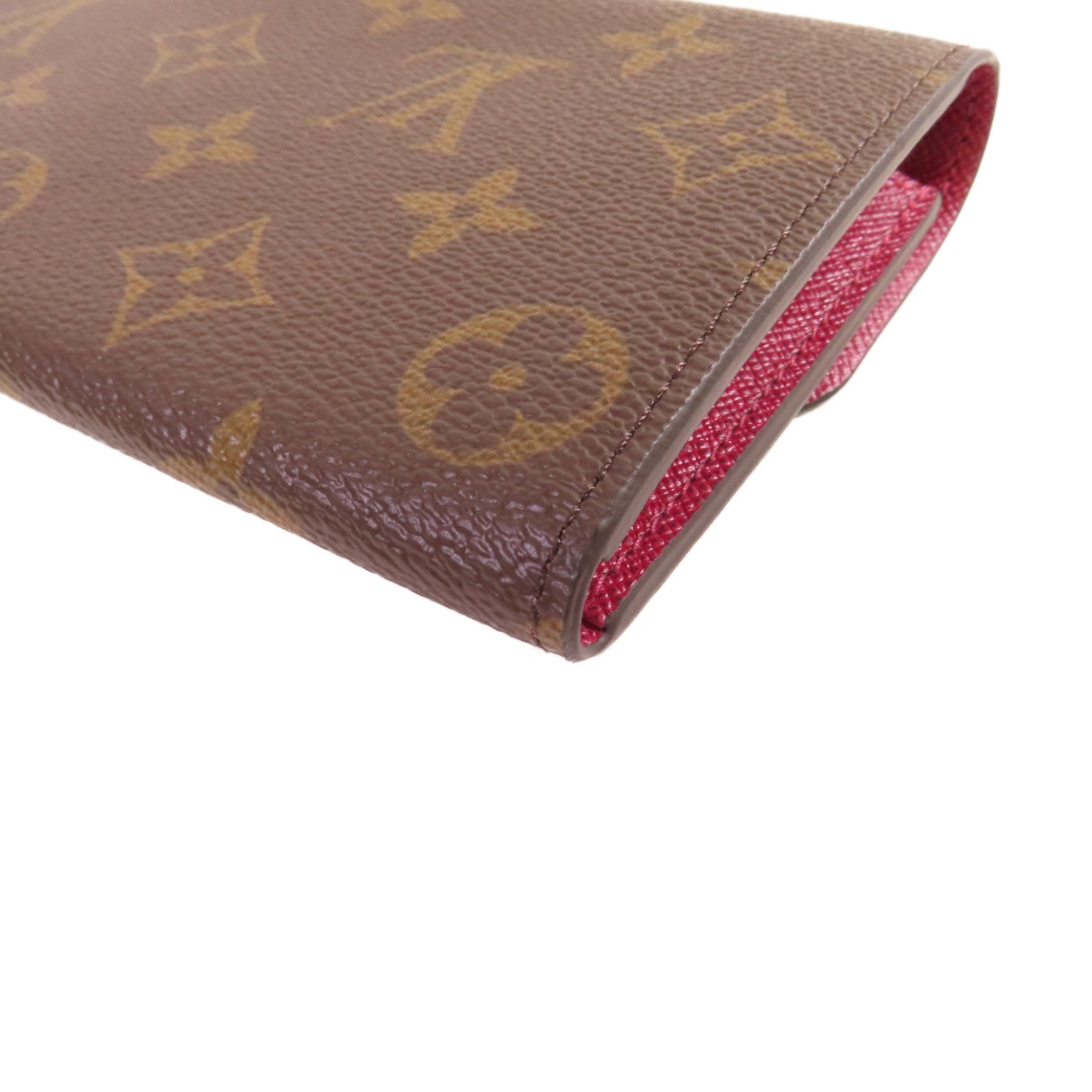 LOUIS VUITTON Monogram Emilie Long Wallet金扣長錢包啡色/紫紅色