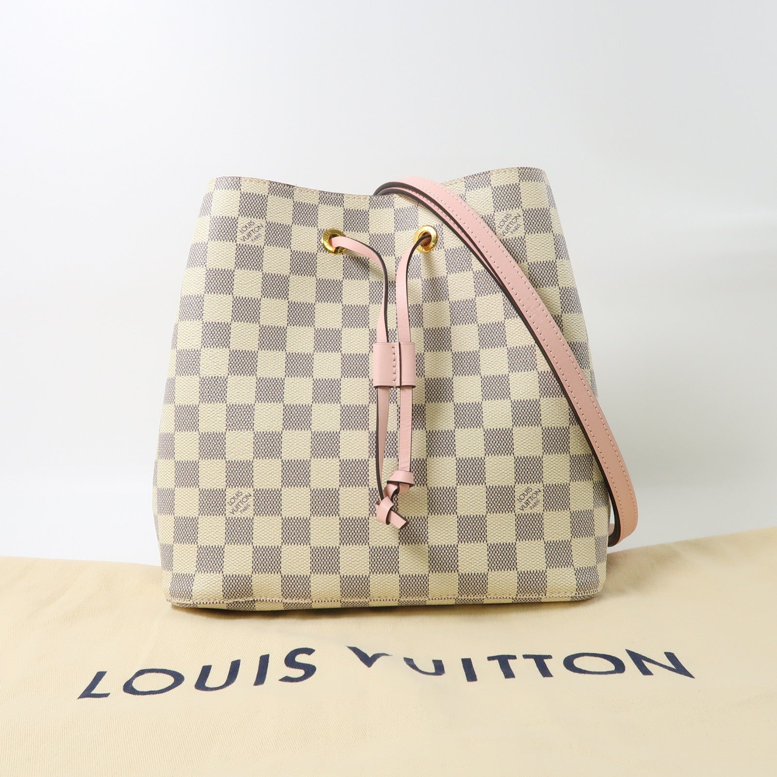 LOUIS VUITTON Damier Azur Neo Noe金扣肩背袋白色
