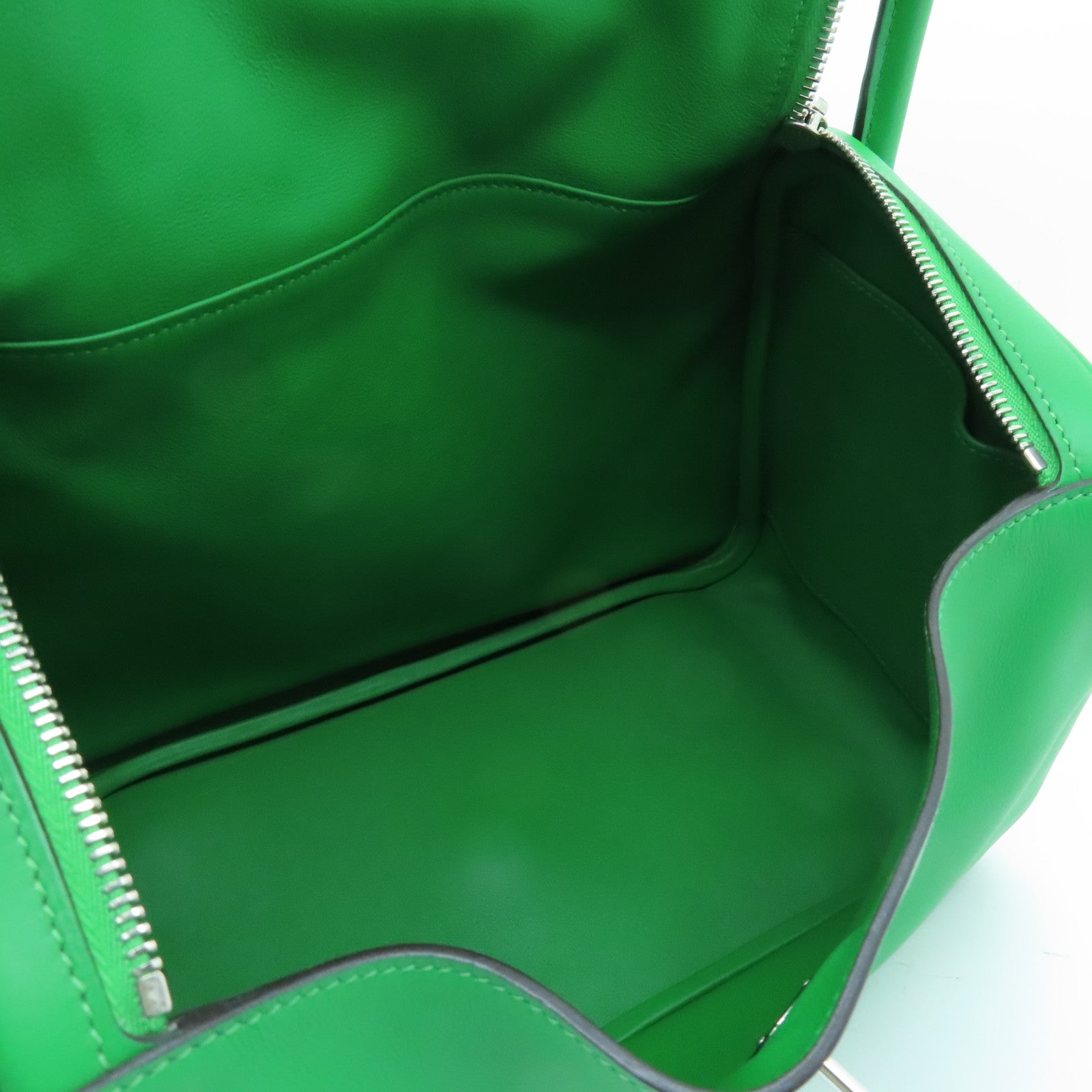 HERMES Veau Swift Leather Lindy 30 Silver Buckle Handle Shoulder Bag Green