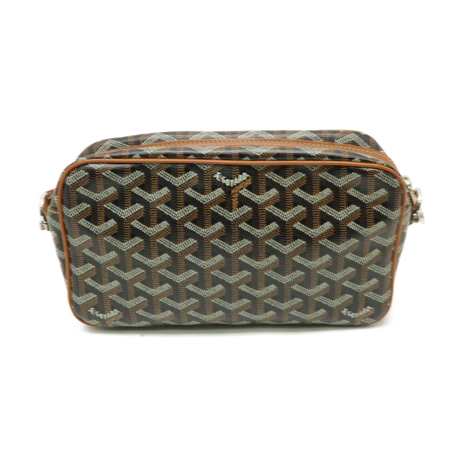 GOYARD 塗層帆布Cap-Vert PM銀扣肩背袋黒色/棕色