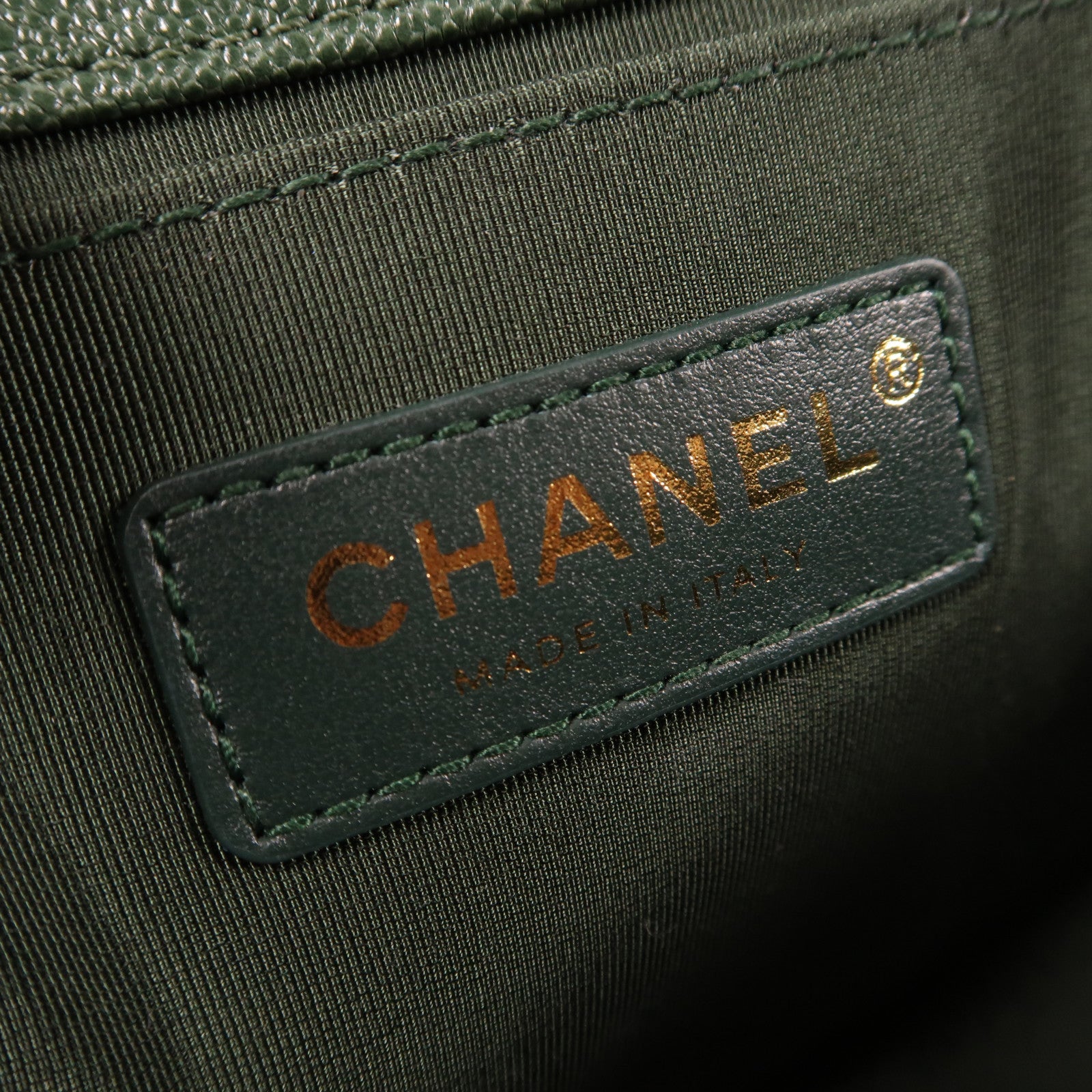 CHANEL 菱格Caviar皮革Boy 25金扣鏈帶肩背袋