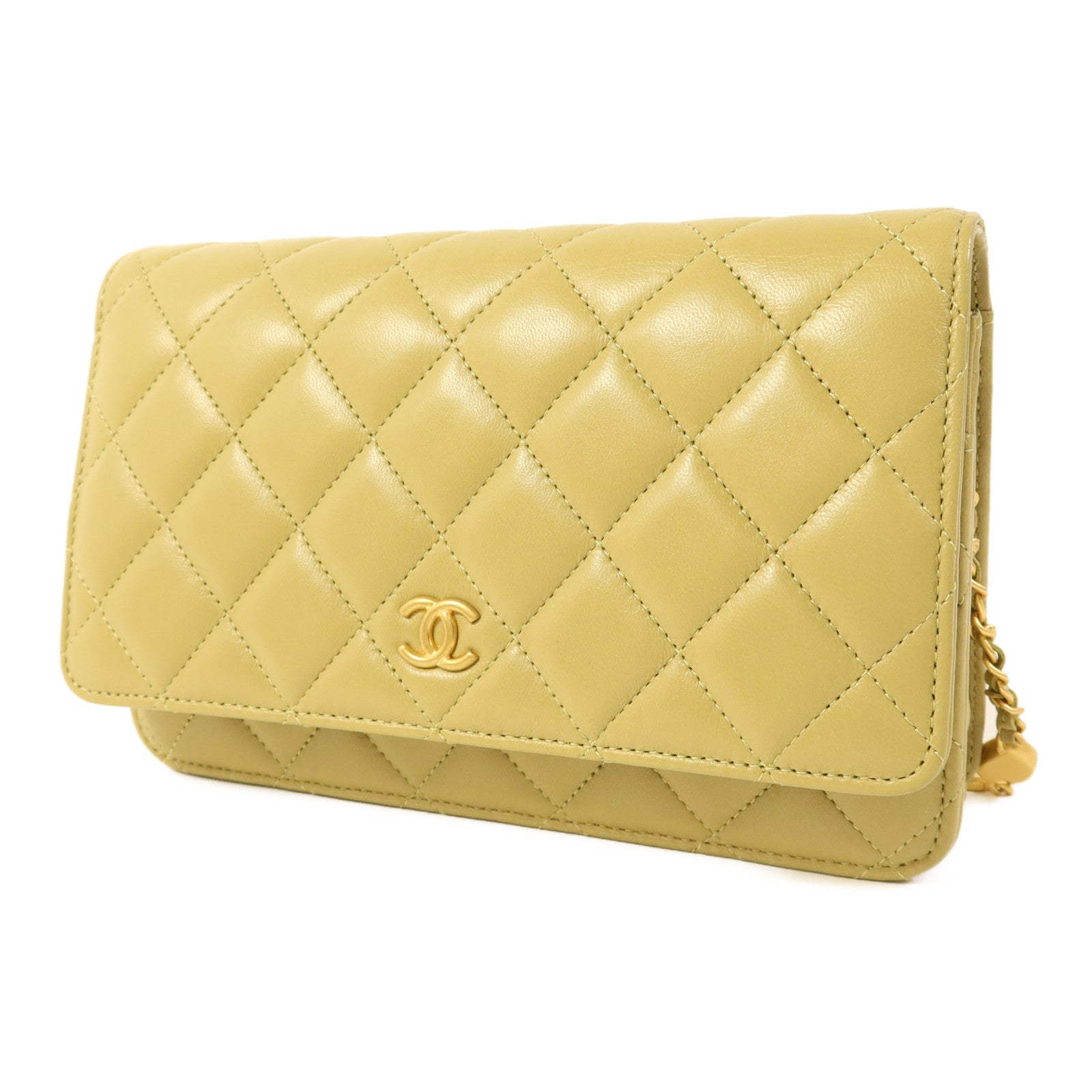 CHANEL 羊皮皮革Wallet On Chain WOC金扣鏈帶肩背袋