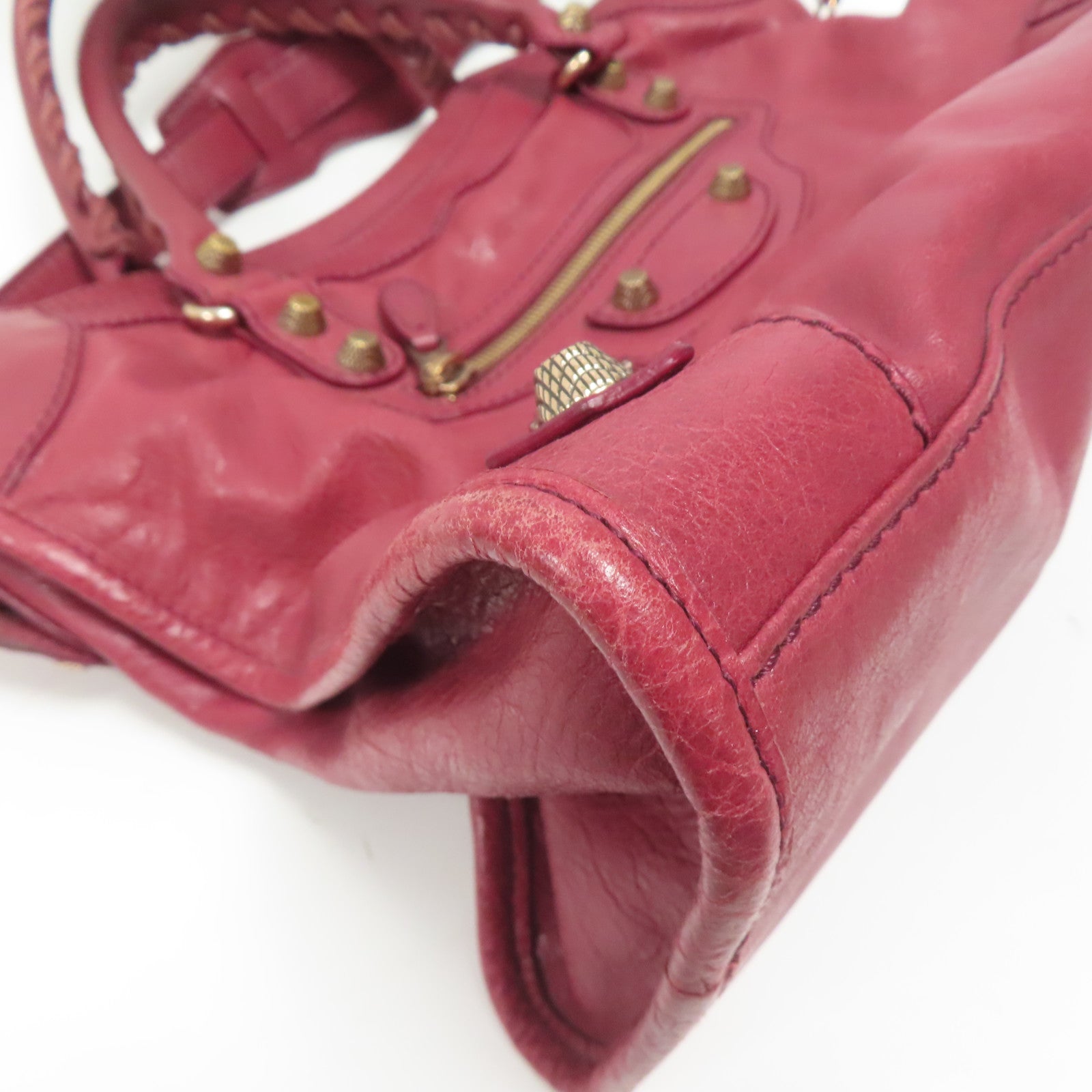 BALENCIAGA 【激減優惠】牛皮皮革Giant City金扣手挽肩背兩用袋紅色