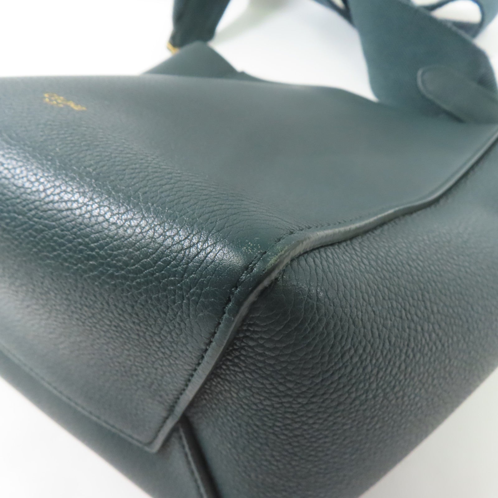 CELINE 牛皮皮革Small Sangle Bucket金扣肩背袋綠色