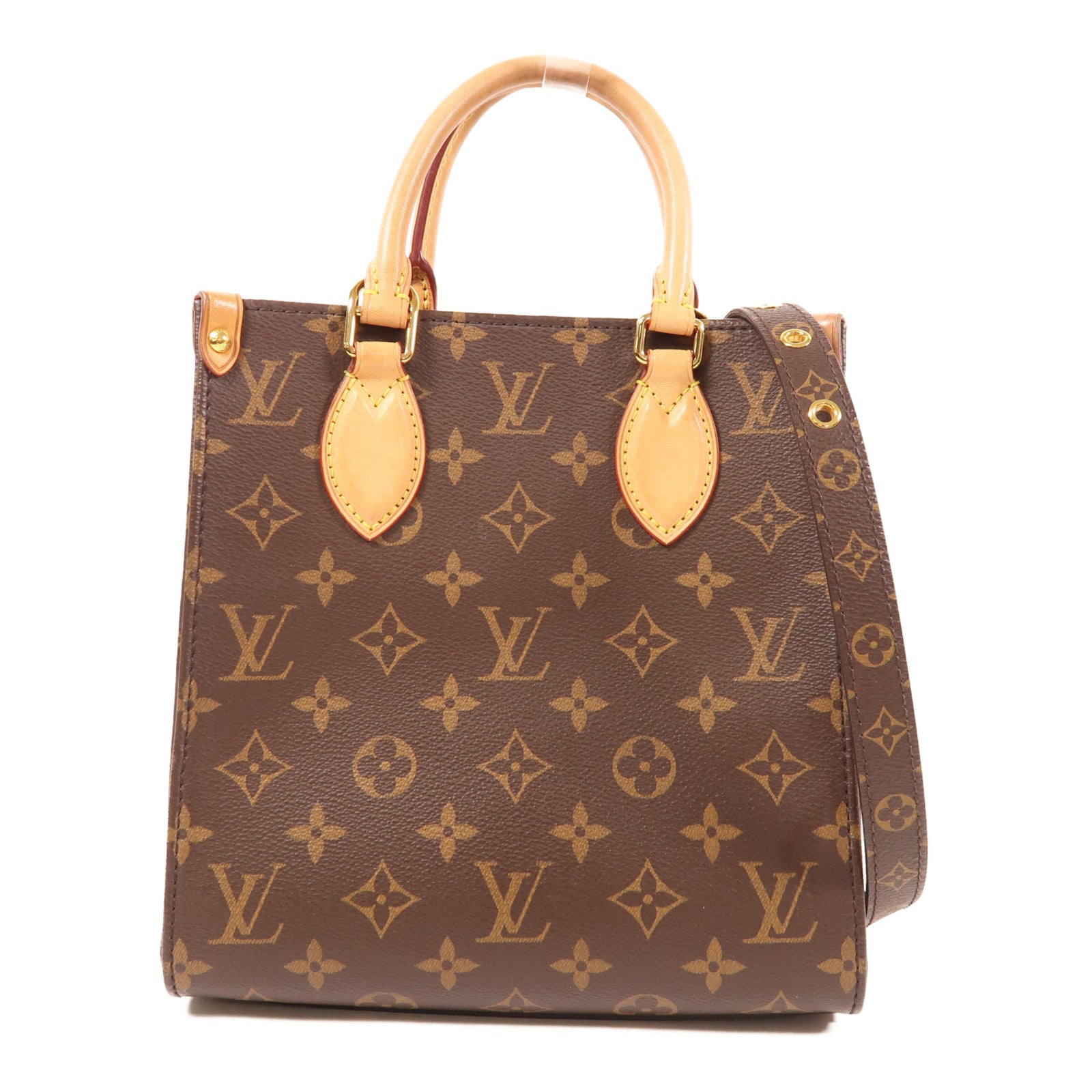 LOUIS VUITTON Monogram Sac Plat BB金扣手挽肩背兩用袋