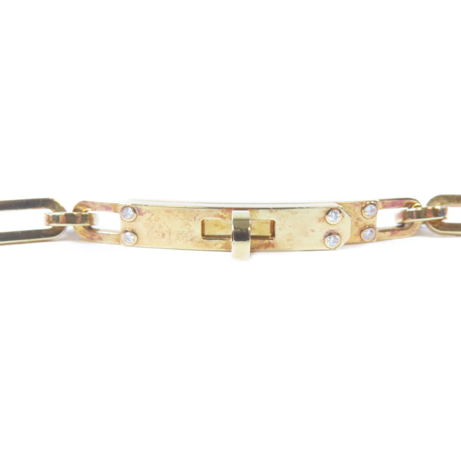 HERMES 18K玫瑰金Kelly Chaine Choker 0.04ct鑽石項鍊#34cm