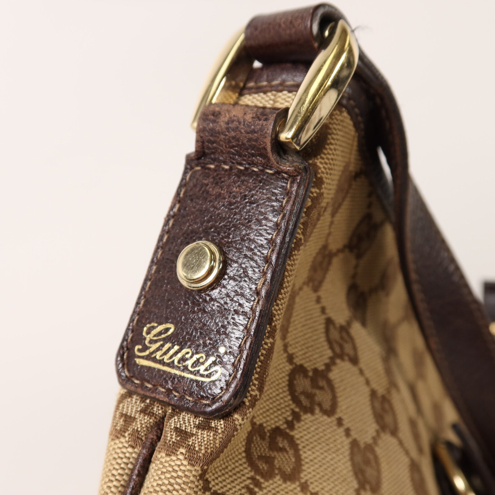 GUCCI 帆布Shoulder Bag金扣肩背袋