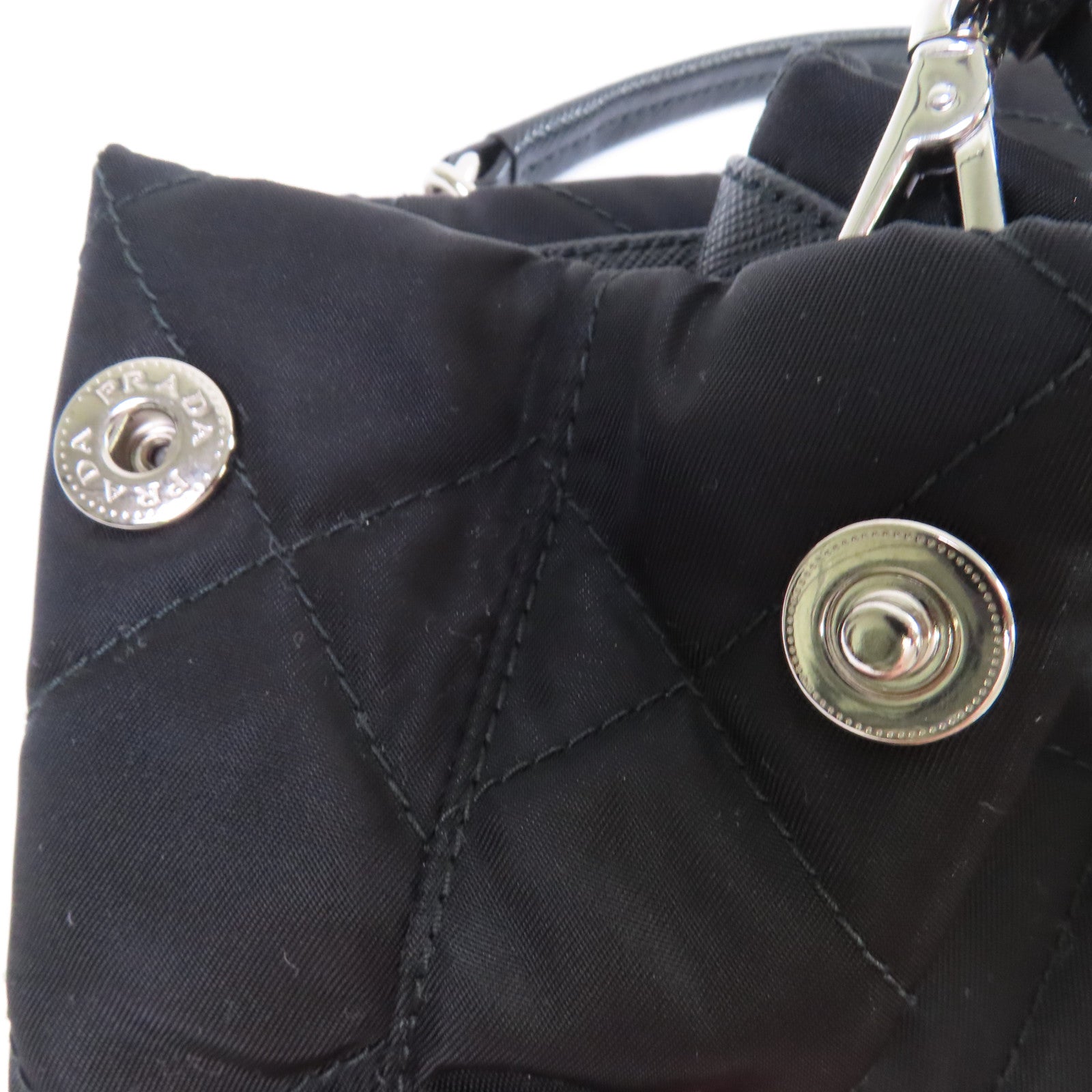 PRADA 尼龍2Way Shoulder Bag銀扣手挽肩背兩用袋黑色