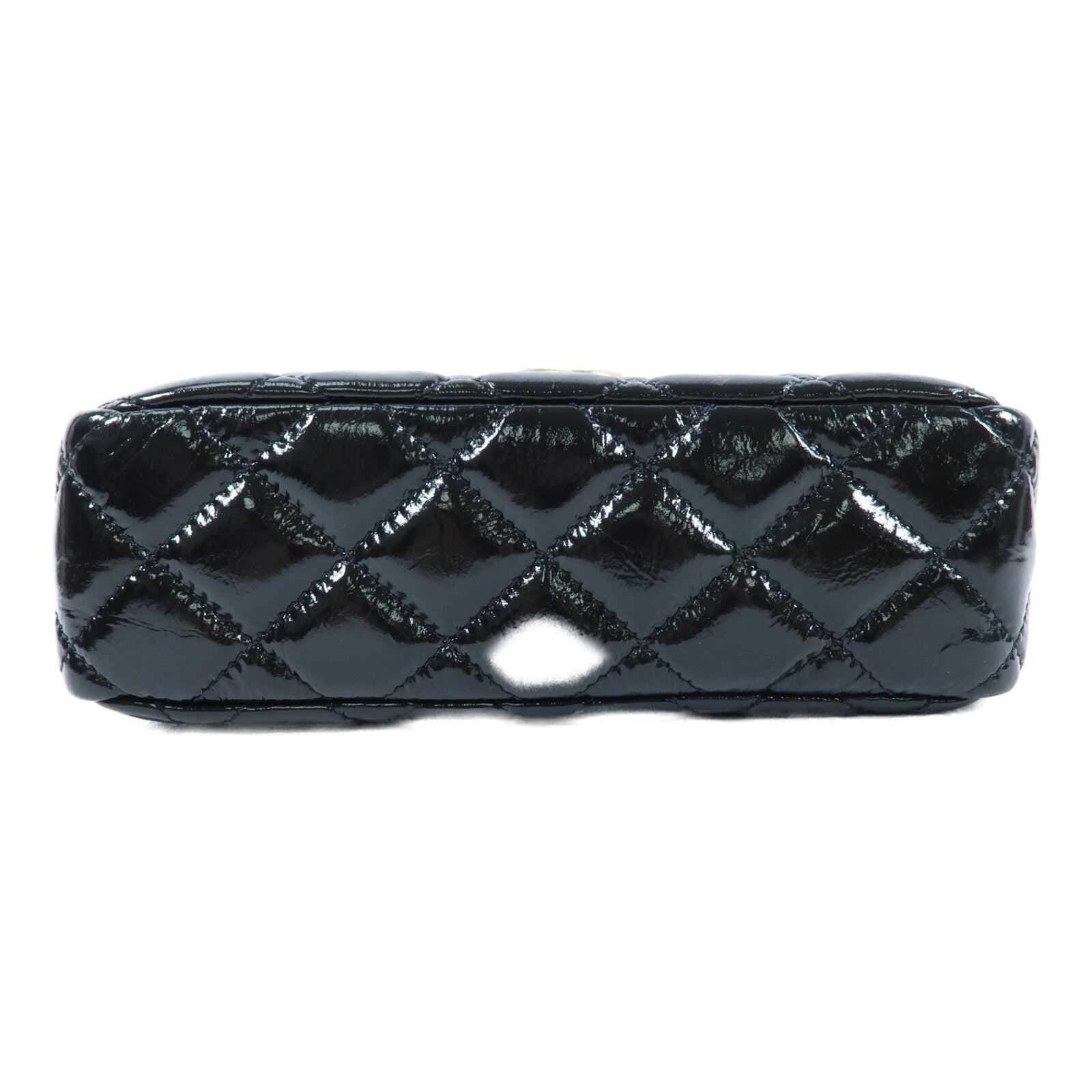 CHANEL 【激減優惠】漆皮皮革Wavy CC Hobo金扣鏈帶肩背袋