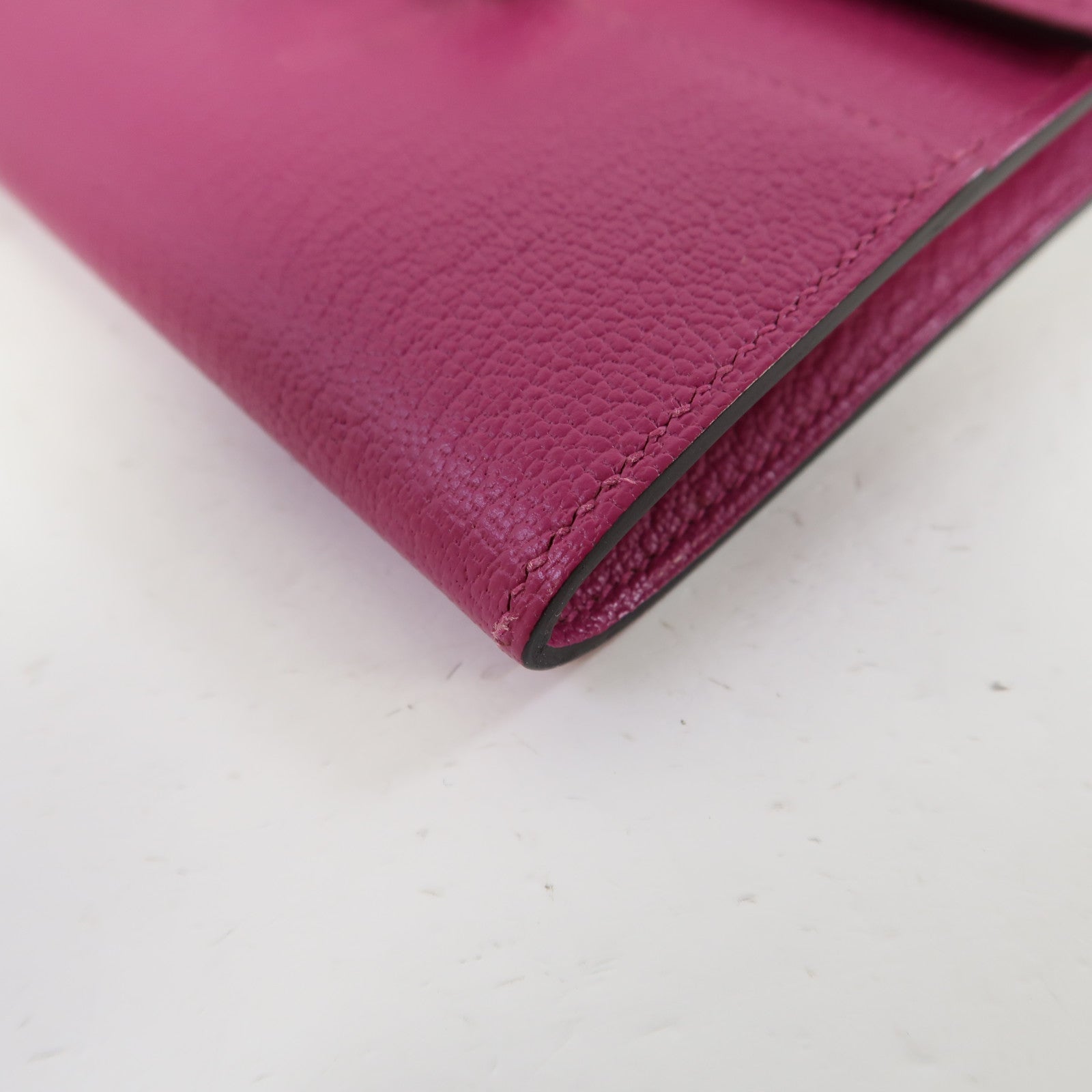 HERMES 【激減優惠】Chevre皮革Cinhetic To Go Wallet銀扣肩背袋木蘭粉色