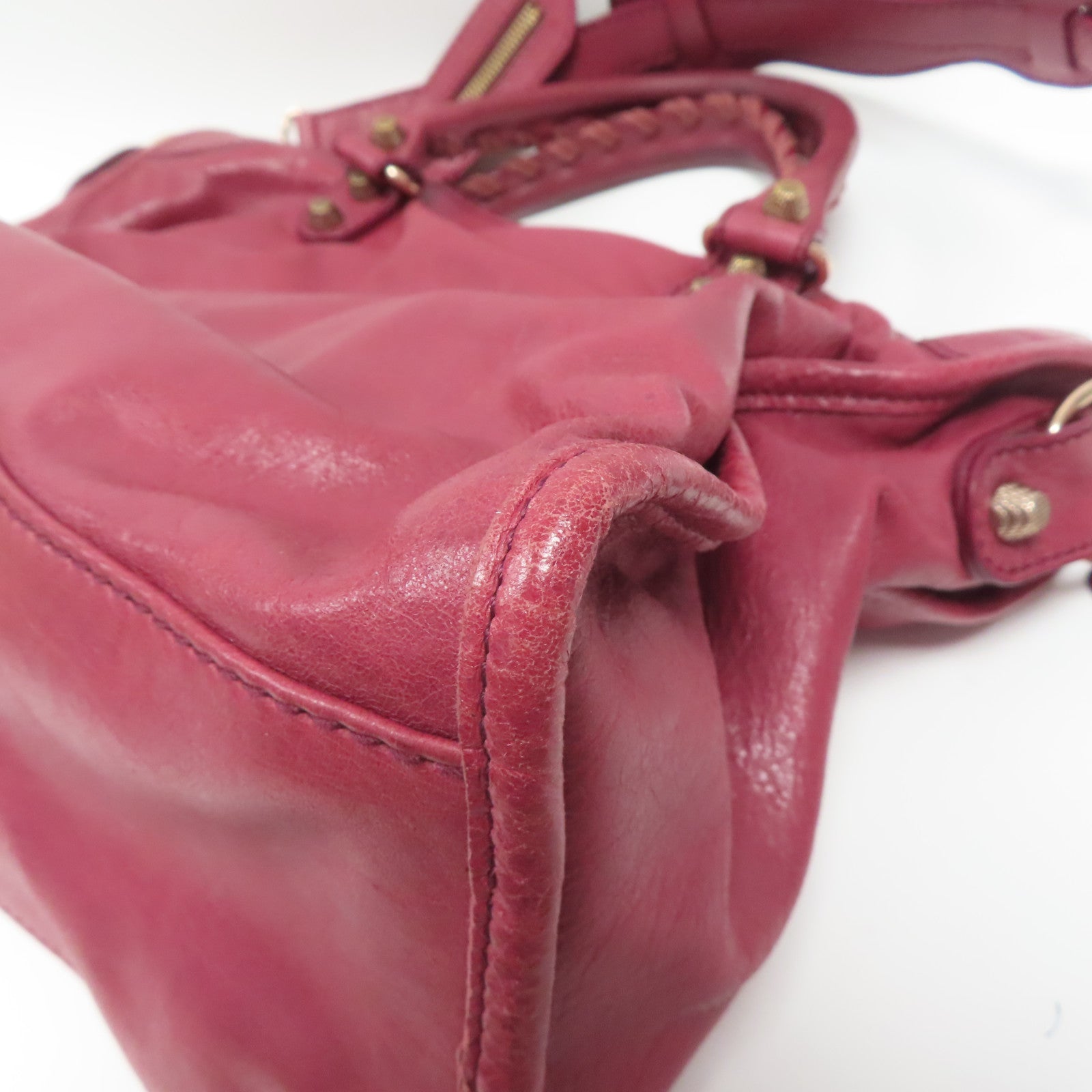 BALENCIAGA 【激減優惠】牛皮皮革Giant City金扣手挽肩背兩用袋紅色