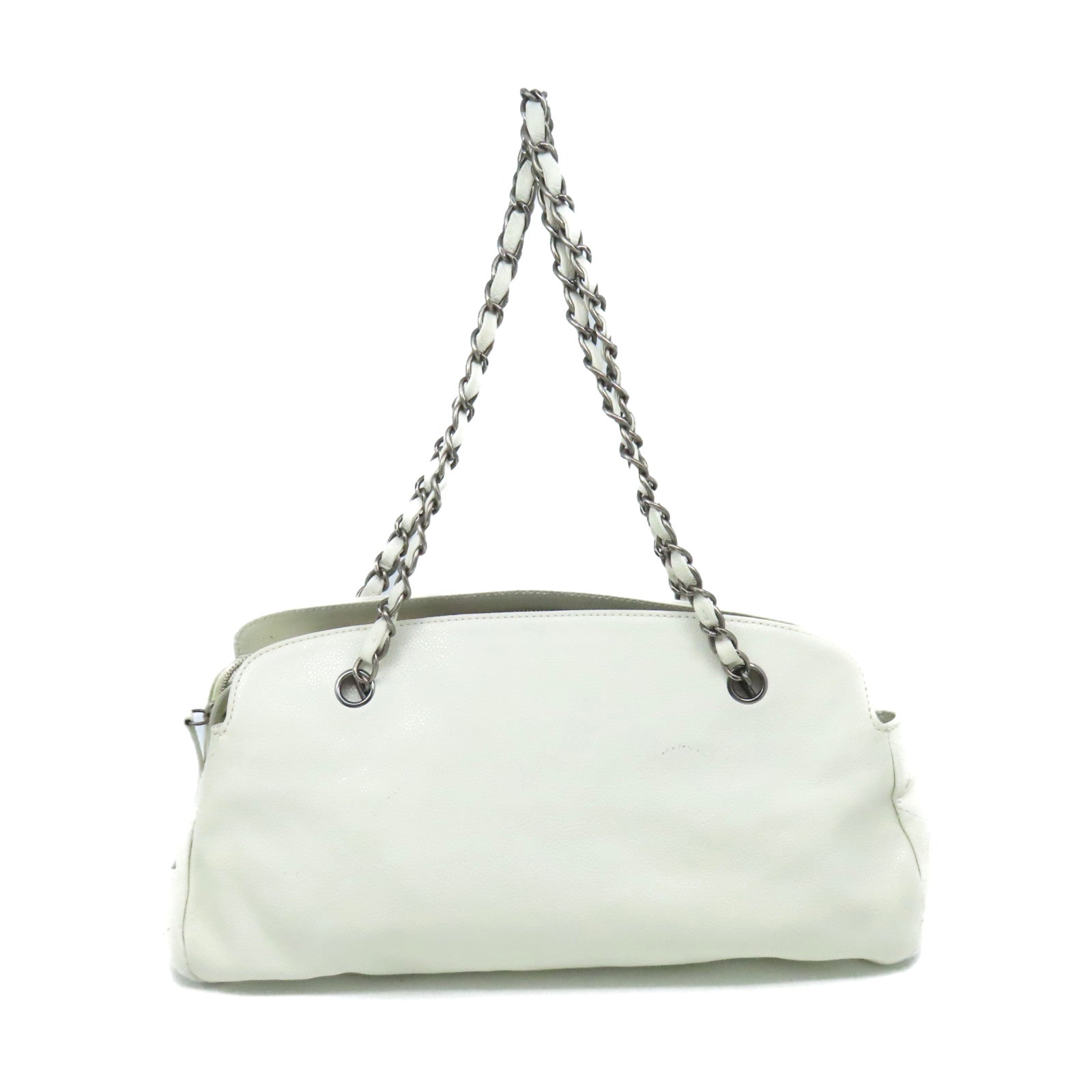 CHANEL 【激減優惠】菱格牛皮皮革Chain Shoulder Bag鏈帶肩背袋米白色
