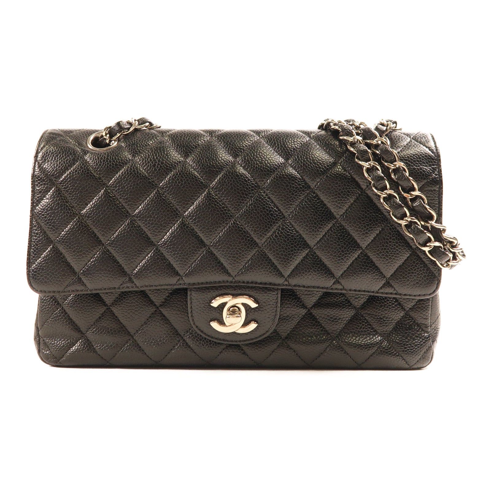 CHANEL 牛皮皮革Classic 25銀扣鏈帶肩背袋