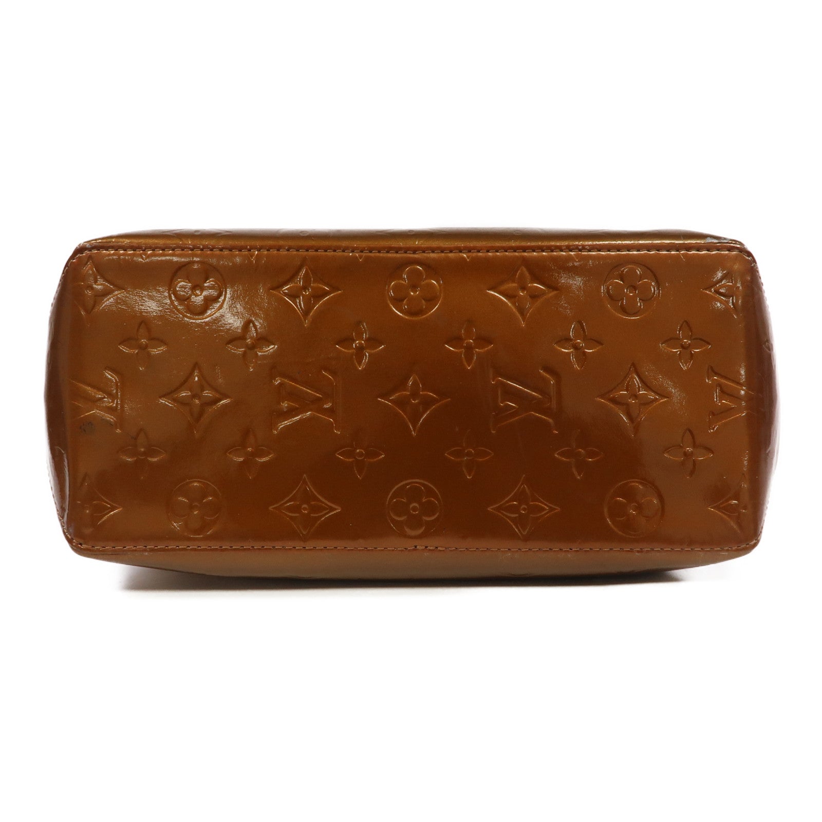 LOUIS VUITTON 【激減優惠】Monogram Vernis Reade MM金扣手挽袋古銅色