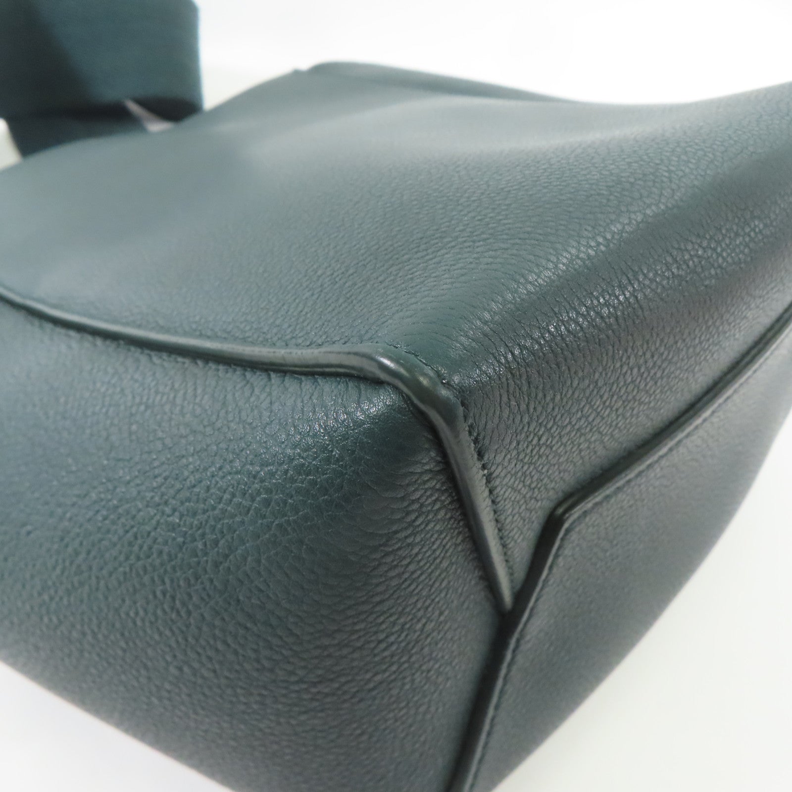 CELINE 牛皮皮革Small Sangle Bucket金扣肩背袋綠色