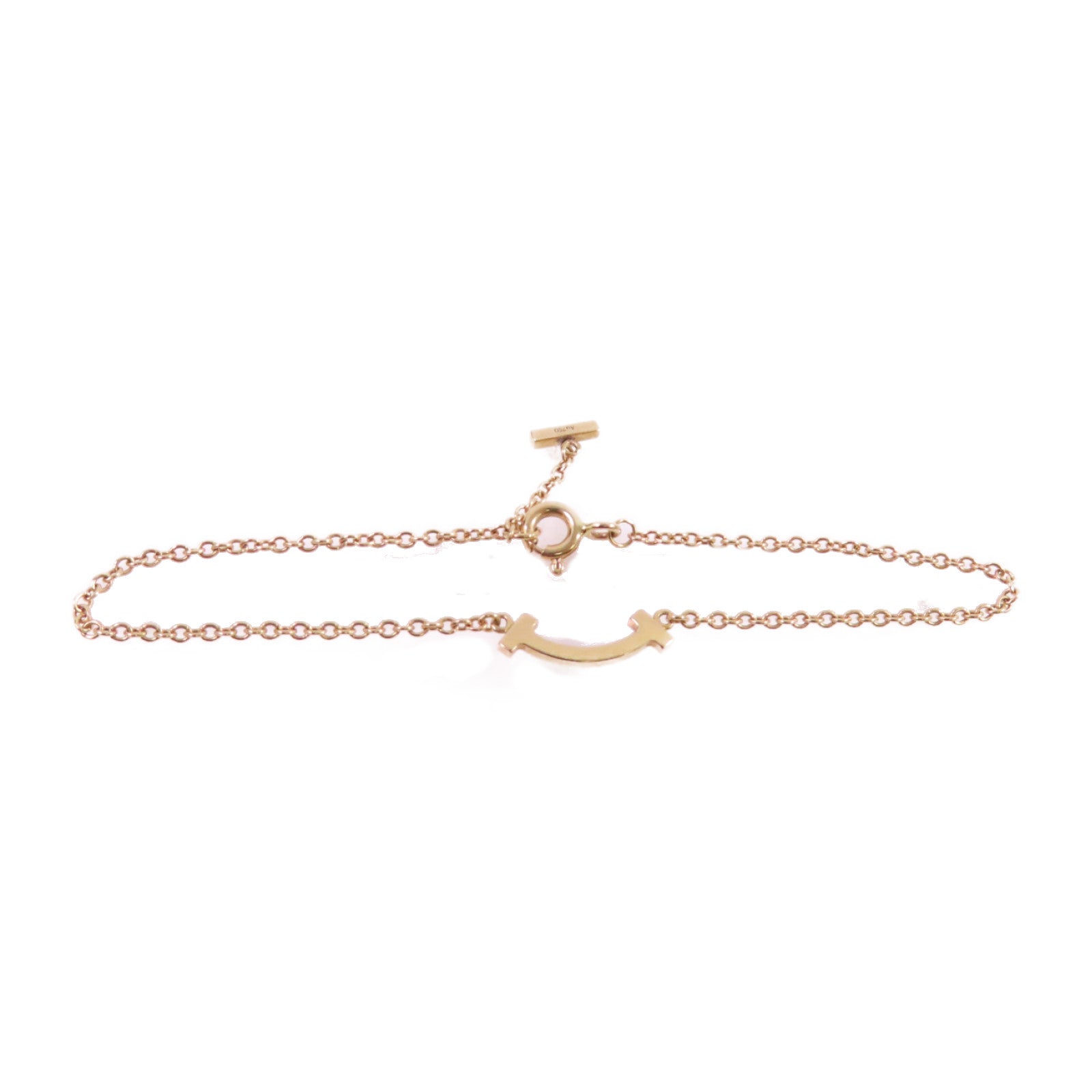 TIFFANY＆CO 18K玫瑰金Diamond T Smile Bracelet 0.04ct鑽石手鏈