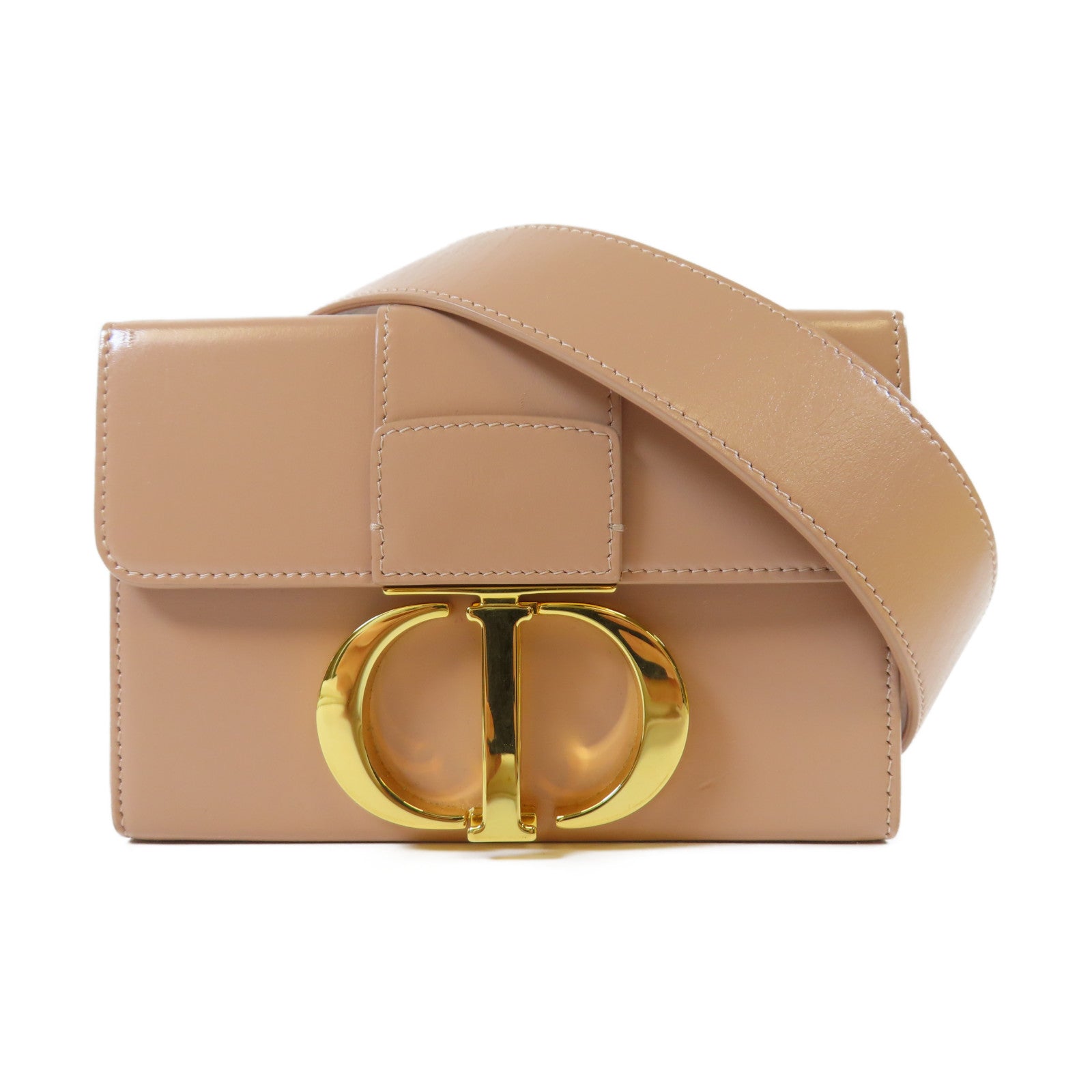 Dior **【激減優惠】牛皮皮革30 Montaigne Micro金扣肩背袋杏色