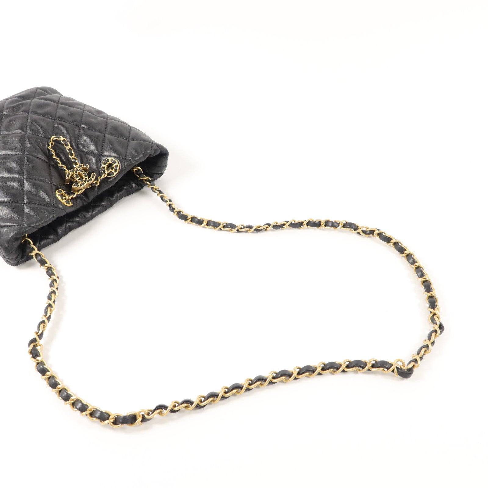 CHANEL 牛皮皮革Bucket Bag鏈帶肩背袋