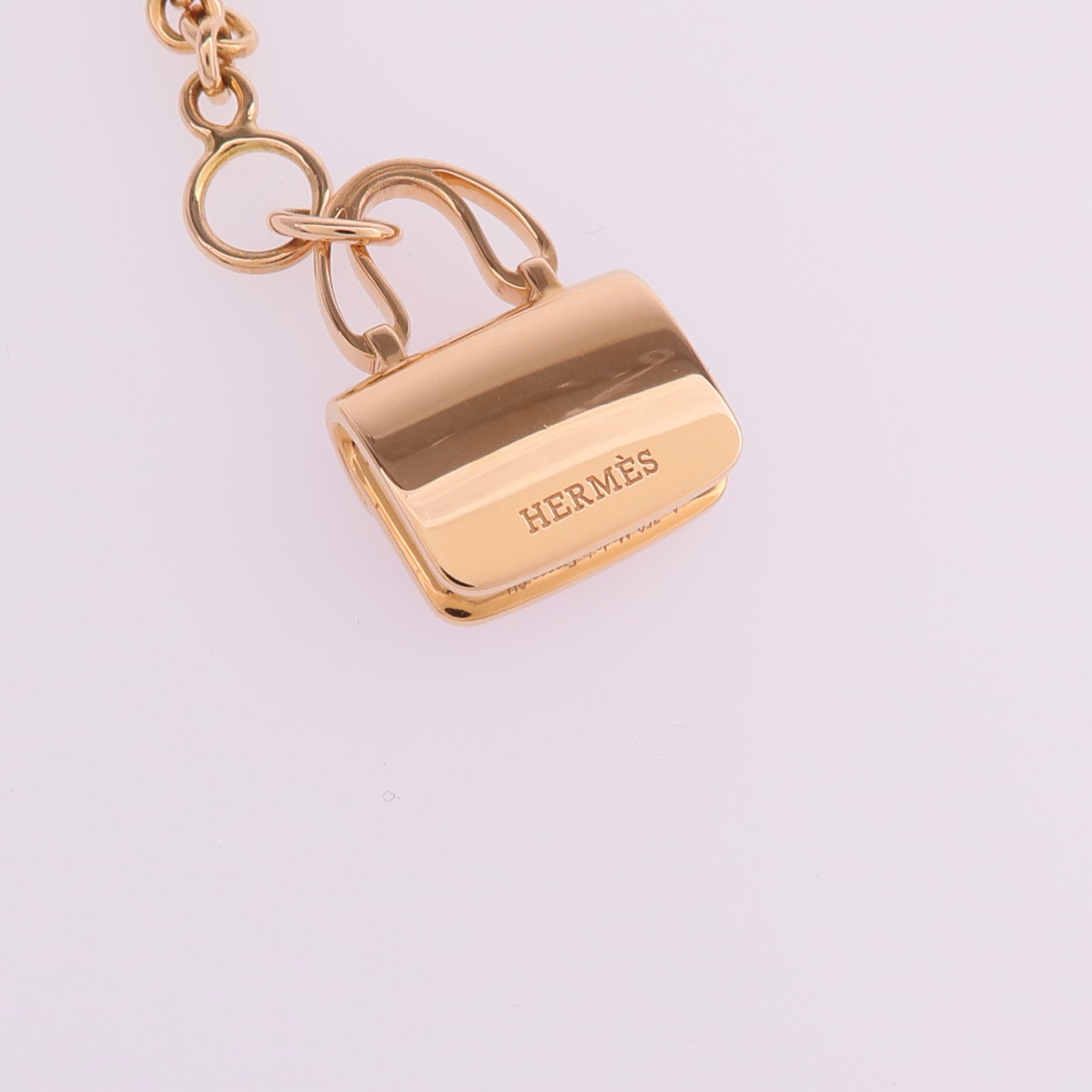 HERMES 18K玫瑰金Amulettes Constance Bracelet粉紅色藍寶石手鏈