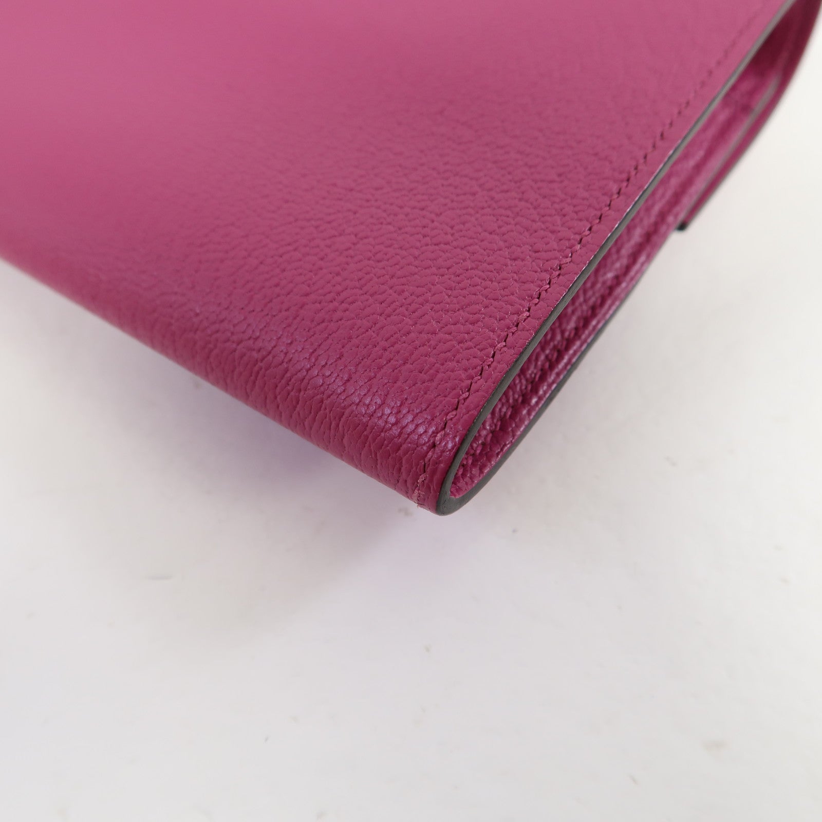 HERMES 【激減優惠】Chevre皮革Cinhetic To Go Wallet銀扣肩背袋木蘭粉色