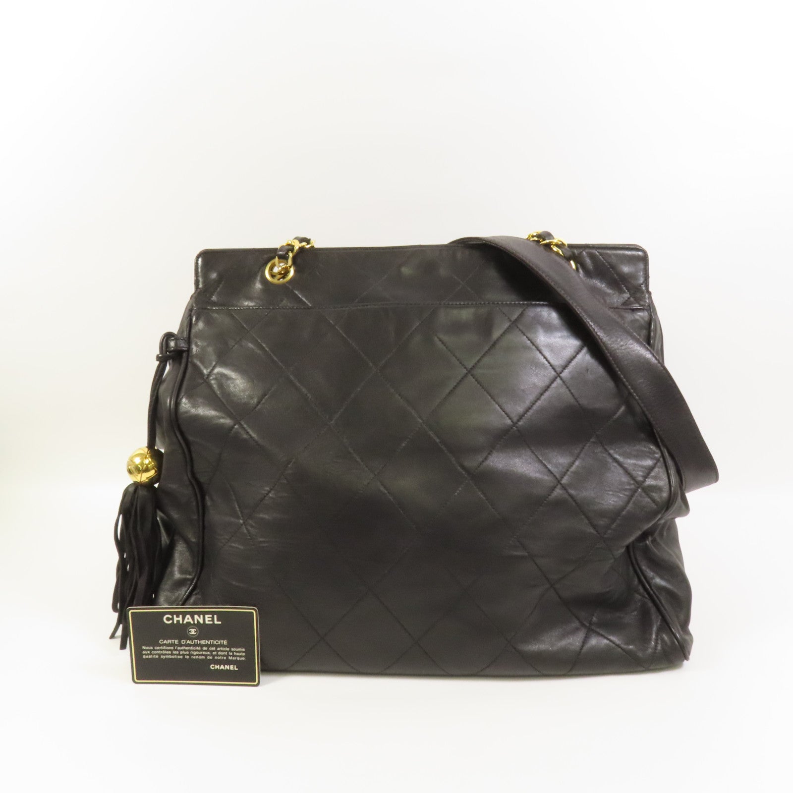 CHANEL 羊皮皮革Vintage Tote金扣鏈帶肩背袋