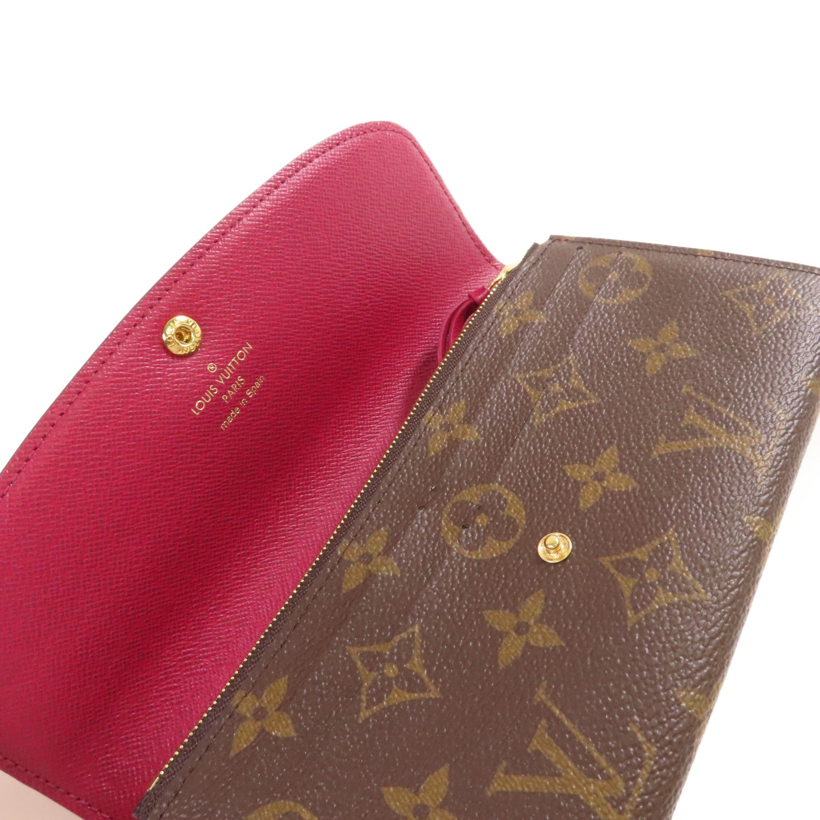 LOUIS VUITTON Monogram Emilie Long Wallet金扣長錢包啡色/紫紅色