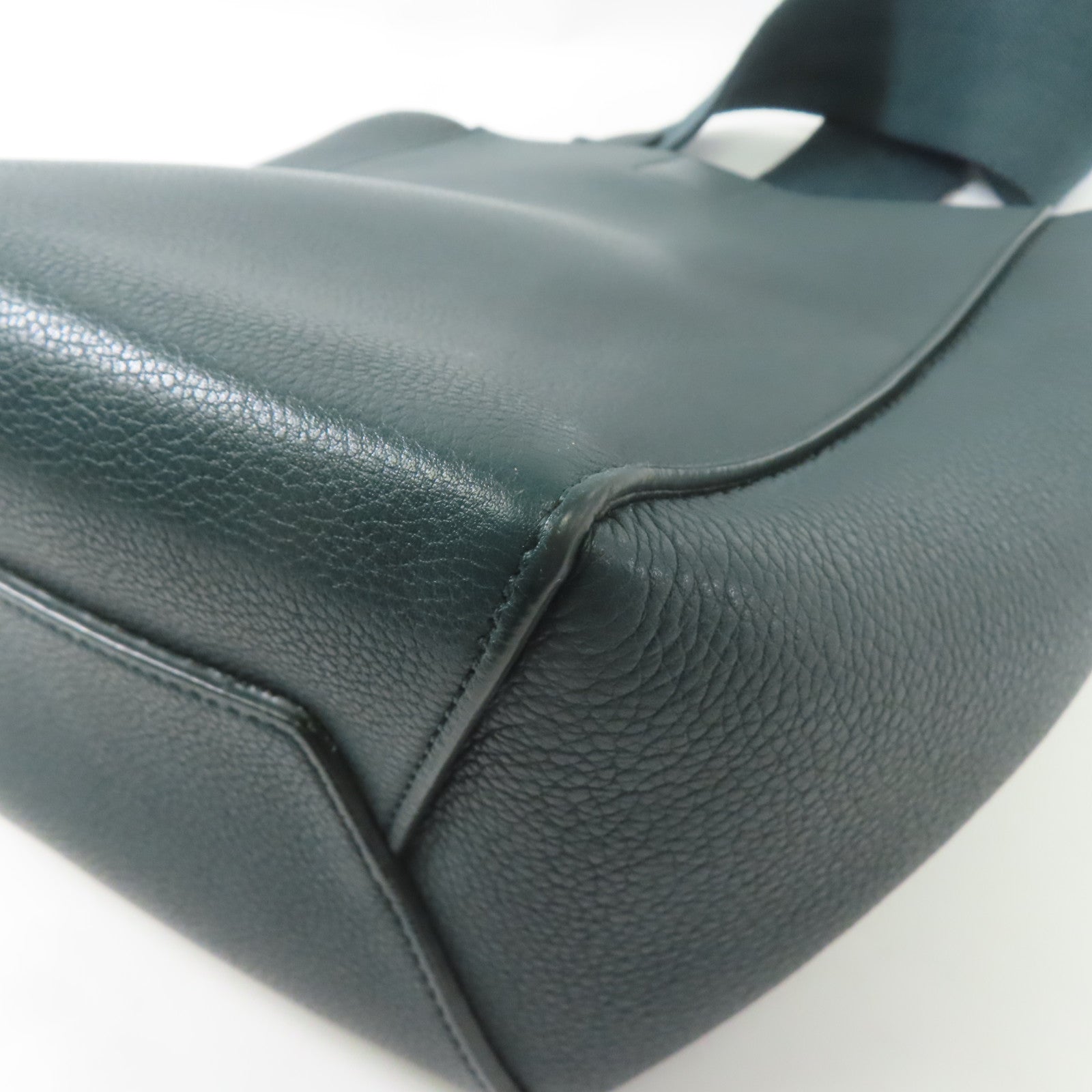 CELINE 牛皮皮革Small Sangle Bucket金扣肩背袋綠色