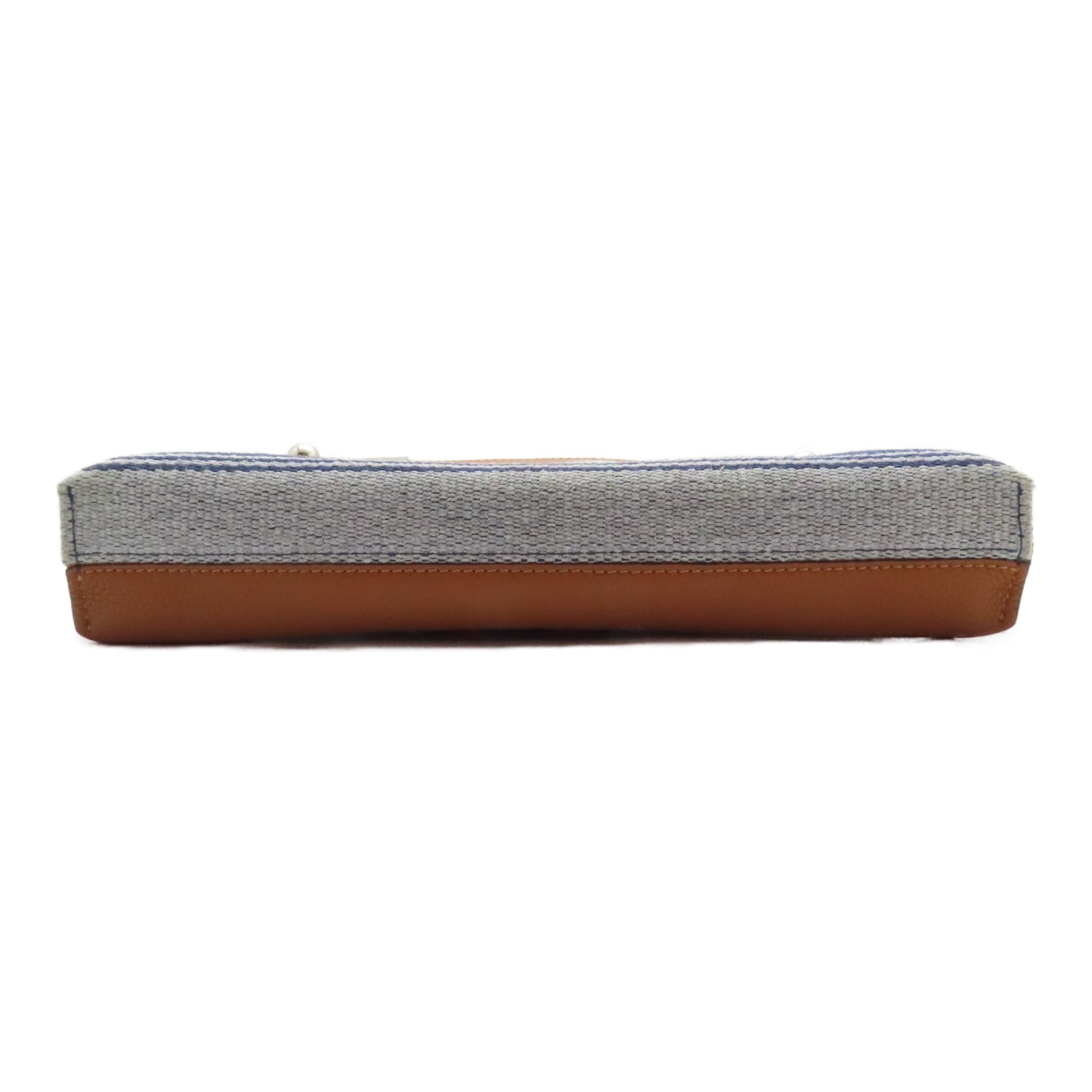 LOEWE 牛皮皮革/帆布Shoulder Bag銀扣手挽肩背兩用袋藍色/啡色