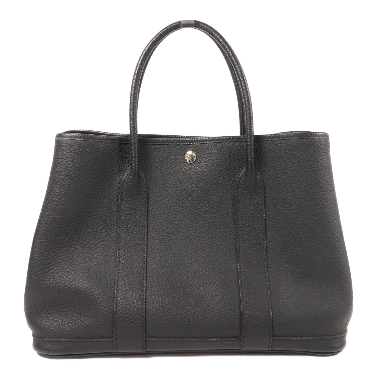 HERMES Negonda皮革Garden Party PM銀扣手挽袋89 Noir