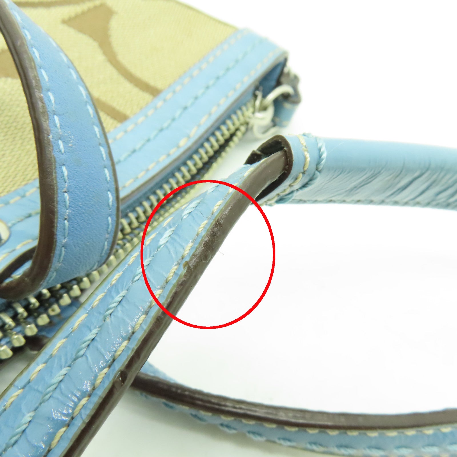 COACH 【清倉大減價】帆布Shoulder Bag金扣肩背袋米色藍色