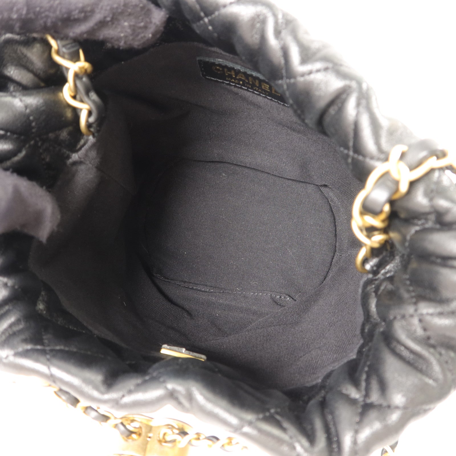 CHANEL 牛皮皮革Bucket Bag鏈帶肩背袋