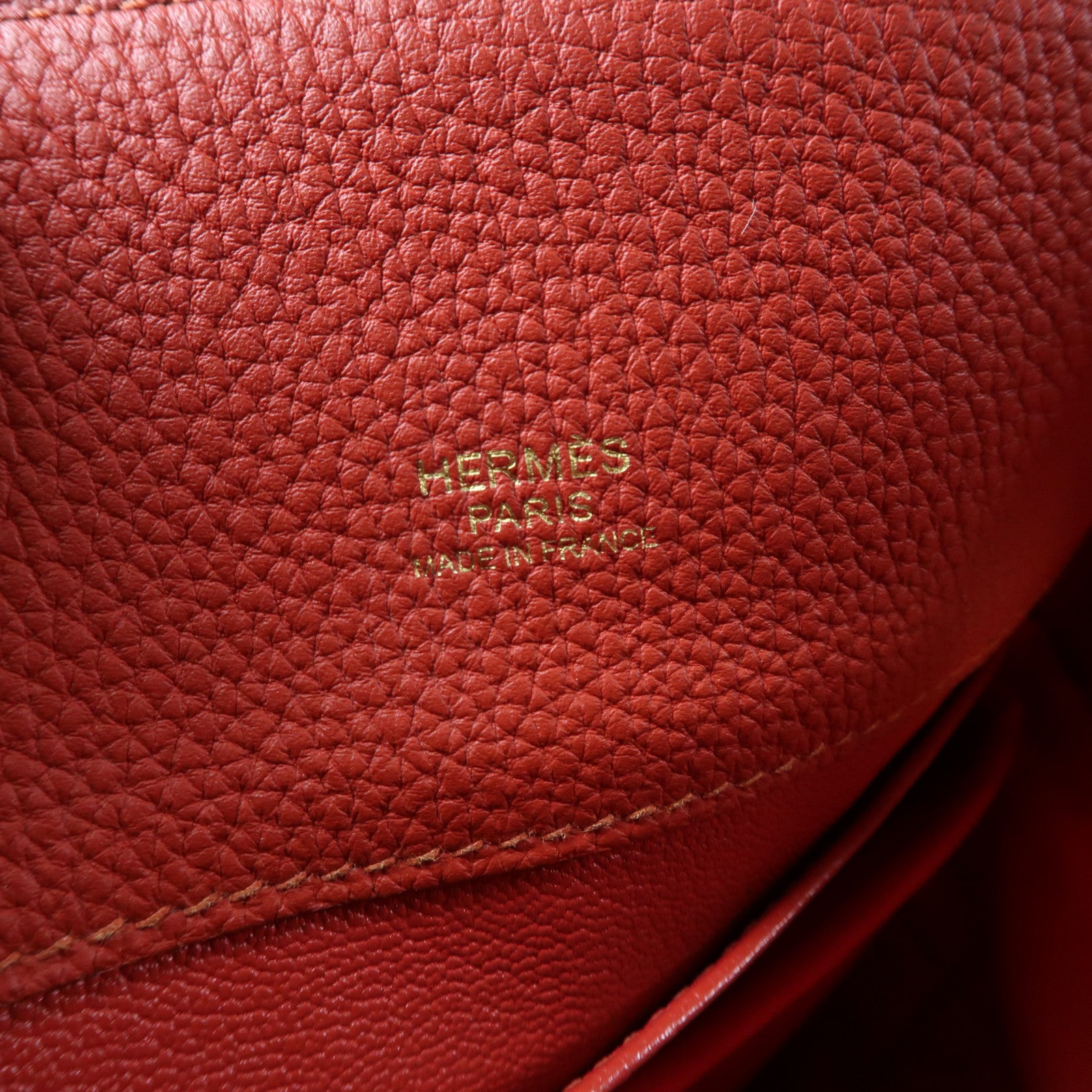 HERMES 【激減優惠】Clemence皮革So Kelly 22金扣肩背袋Sanguine/赭石紅色