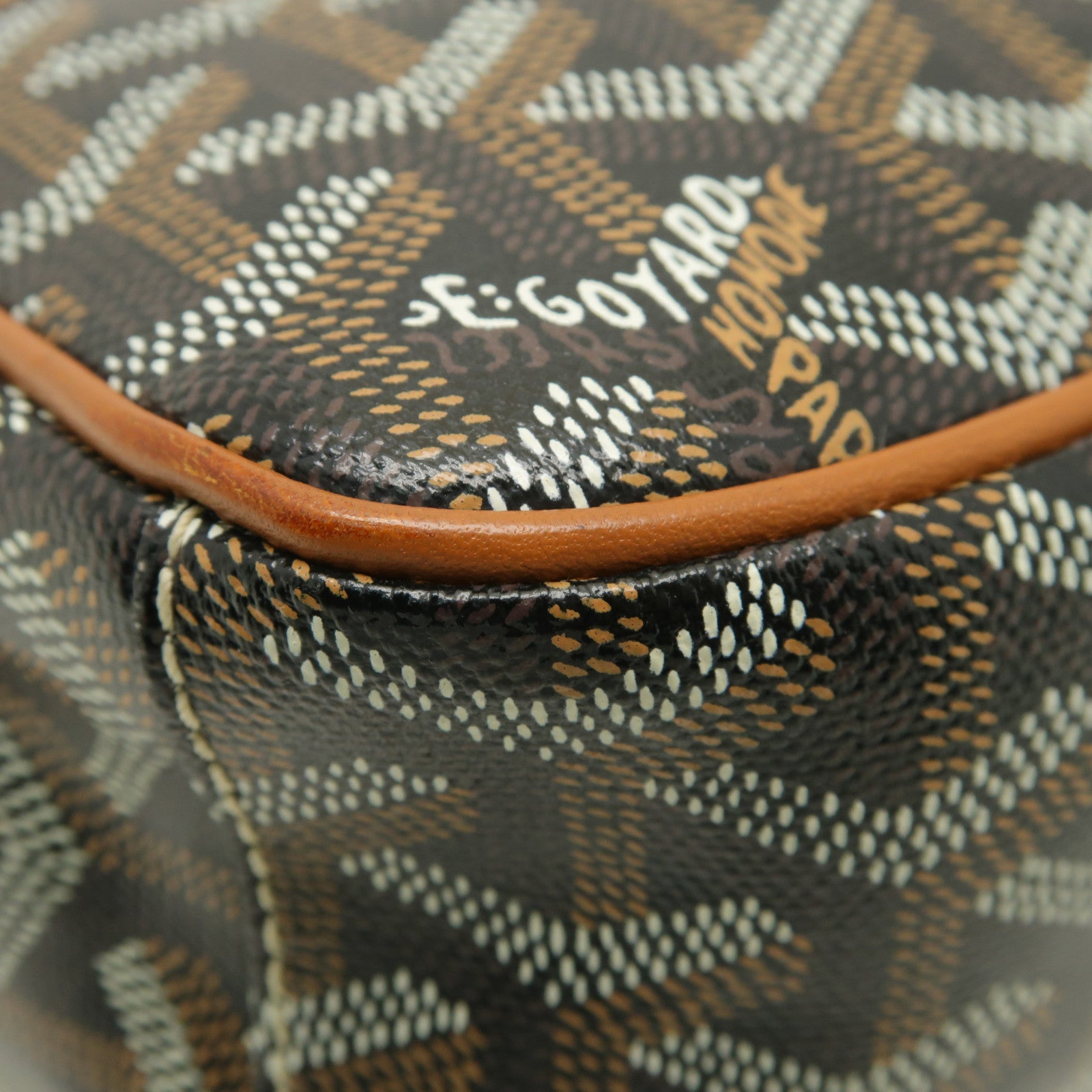 GOYARD 塗層帆布Cap-Vert PM銀扣肩背袋黒色/棕色