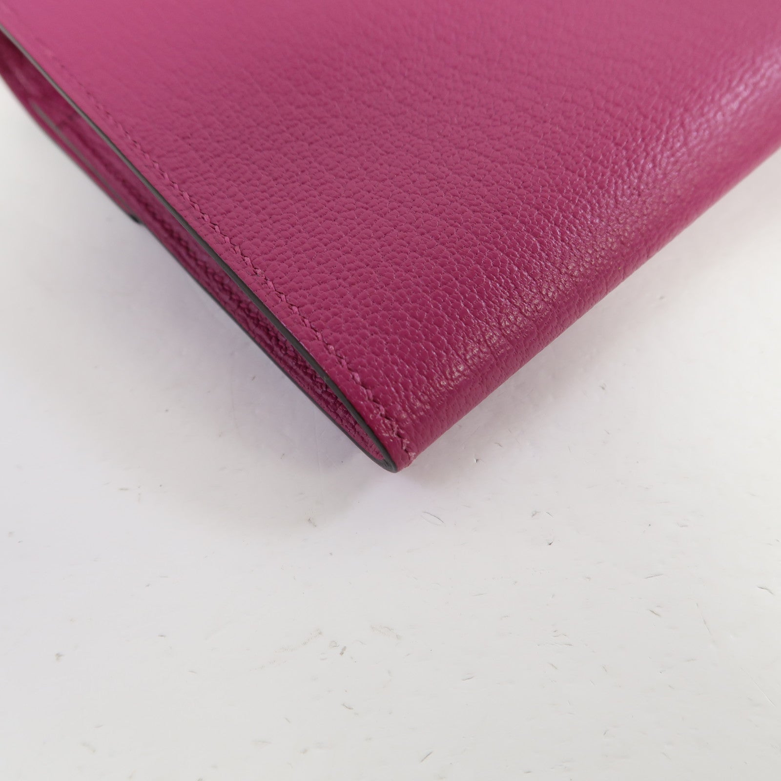 HERMES 【激減優惠】Chevre皮革Cinhetic To Go Wallet銀扣肩背袋木蘭粉色