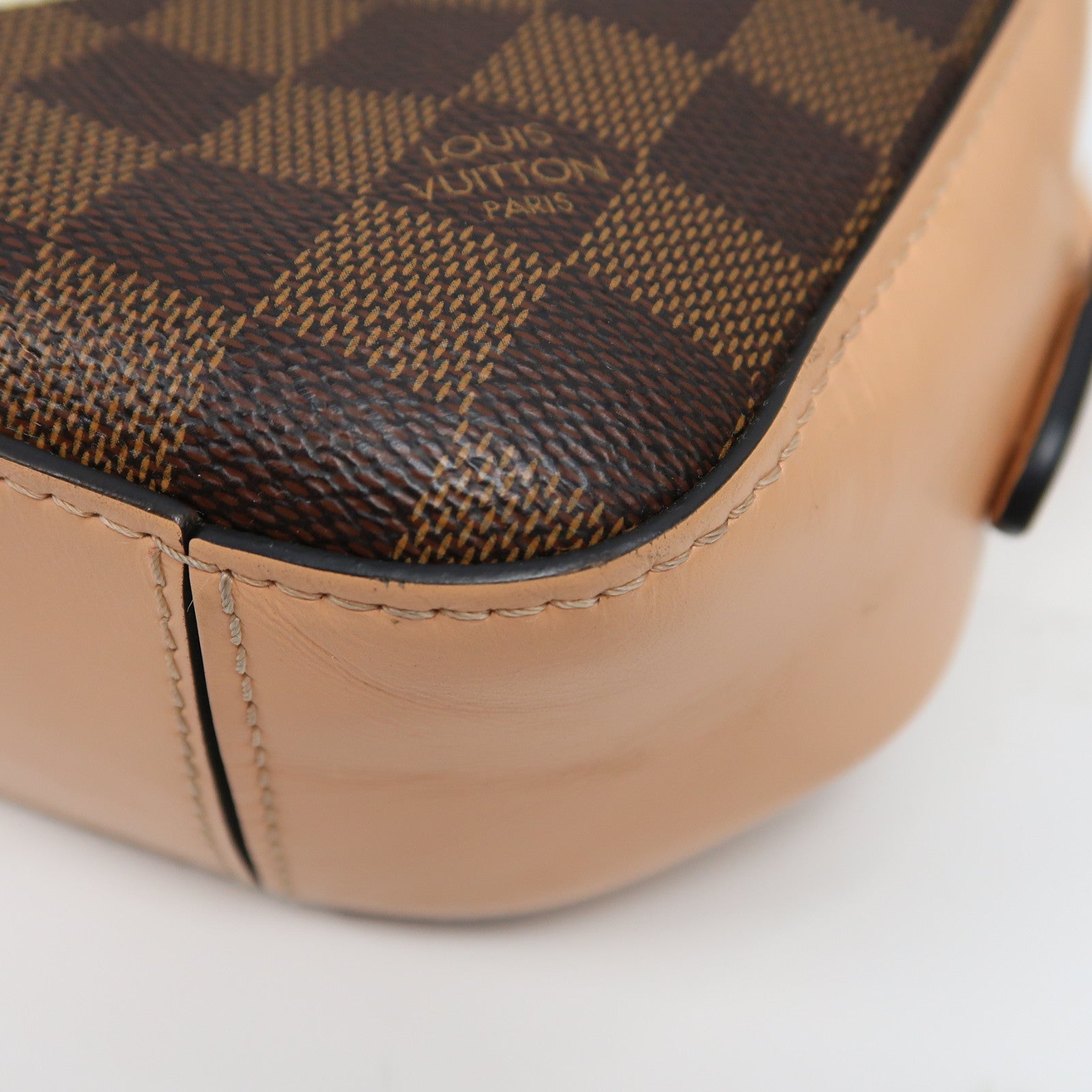 LOUIS VUITTON Damier Santa Monica金扣手挽肩背兩用袋啡色/粉紅色