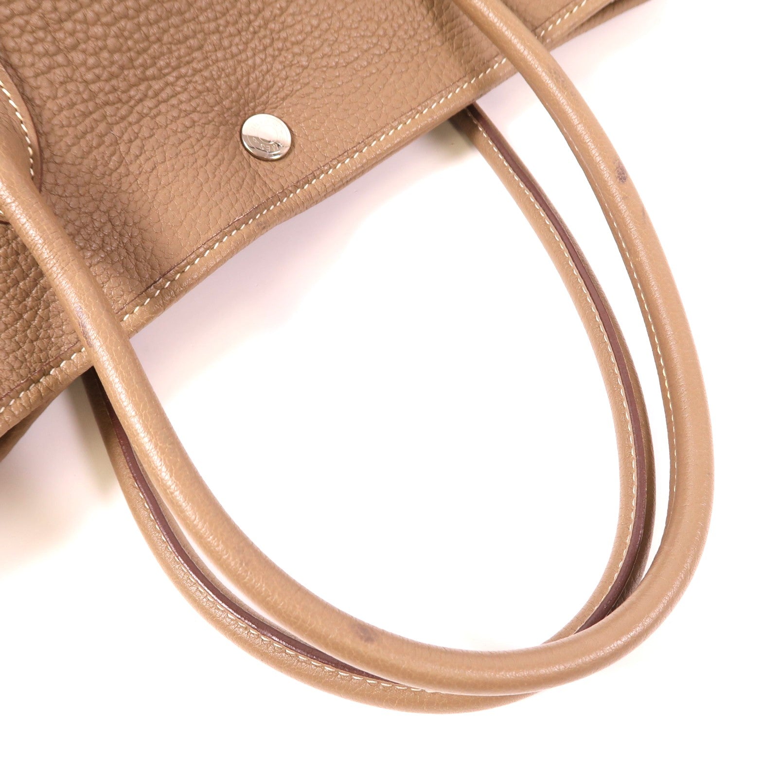 HERMES Negonda皮革GardenParty PM銀扣手挽袋Etoupe