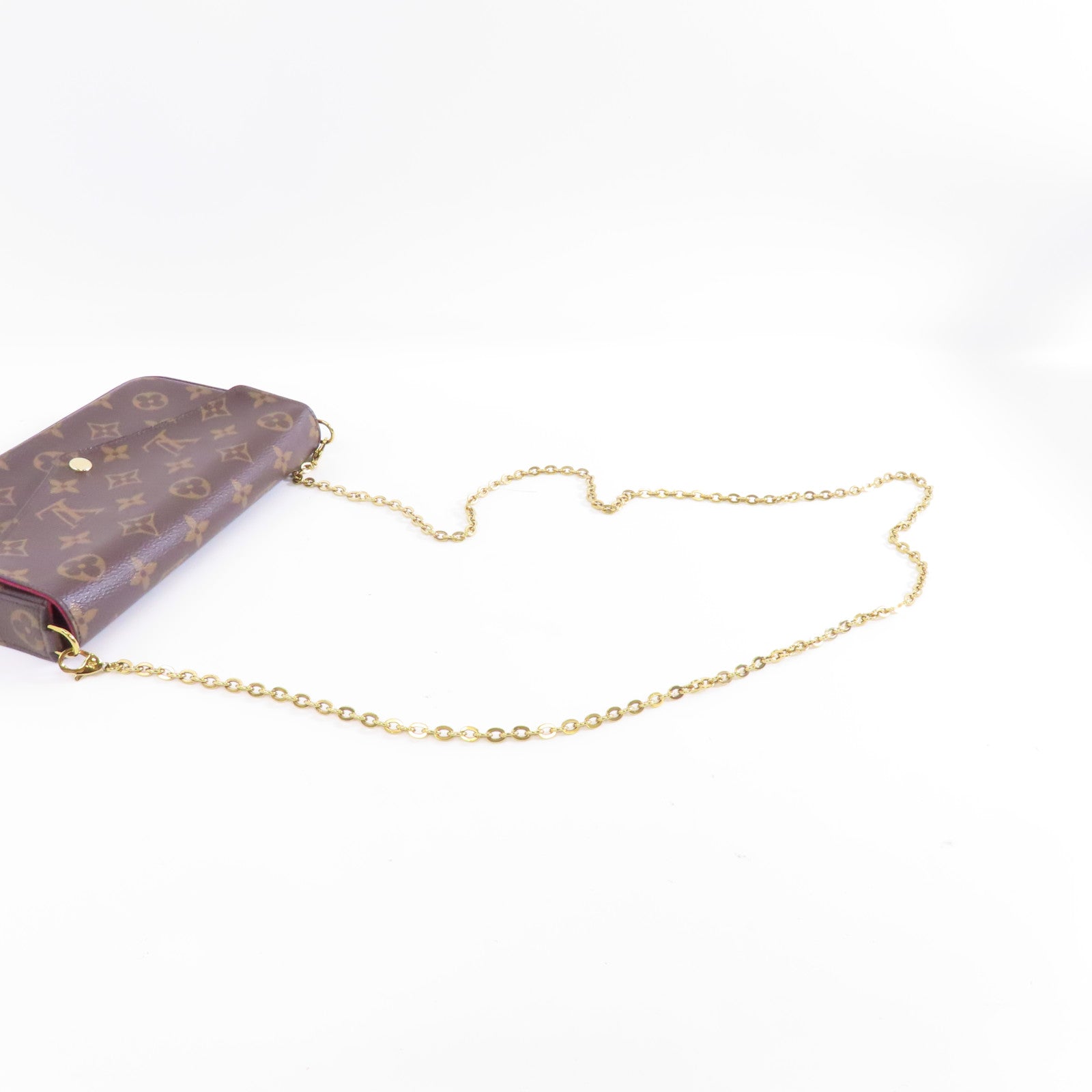 LOUIS VUITTON Monogram Felicie Pochette金扣鏈帶肩背袋啡色