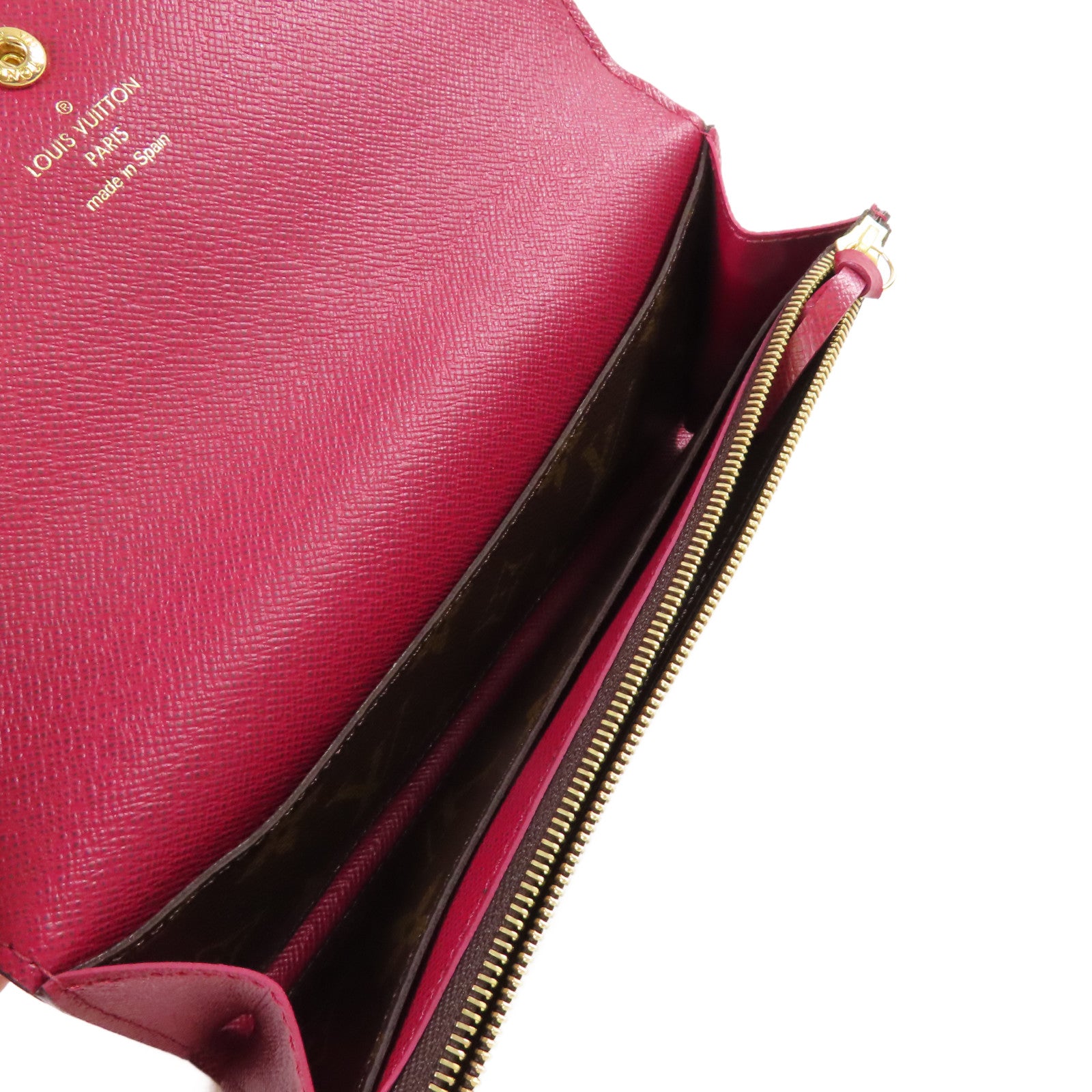LOUIS VUITTON Monogram Emilie Long Wallet金扣長錢包啡色/紫紅色