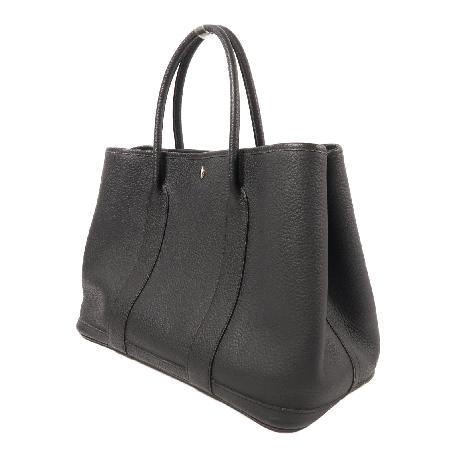 HERMES Negonda皮革Garden Party PM銀扣手挽袋89 Noir