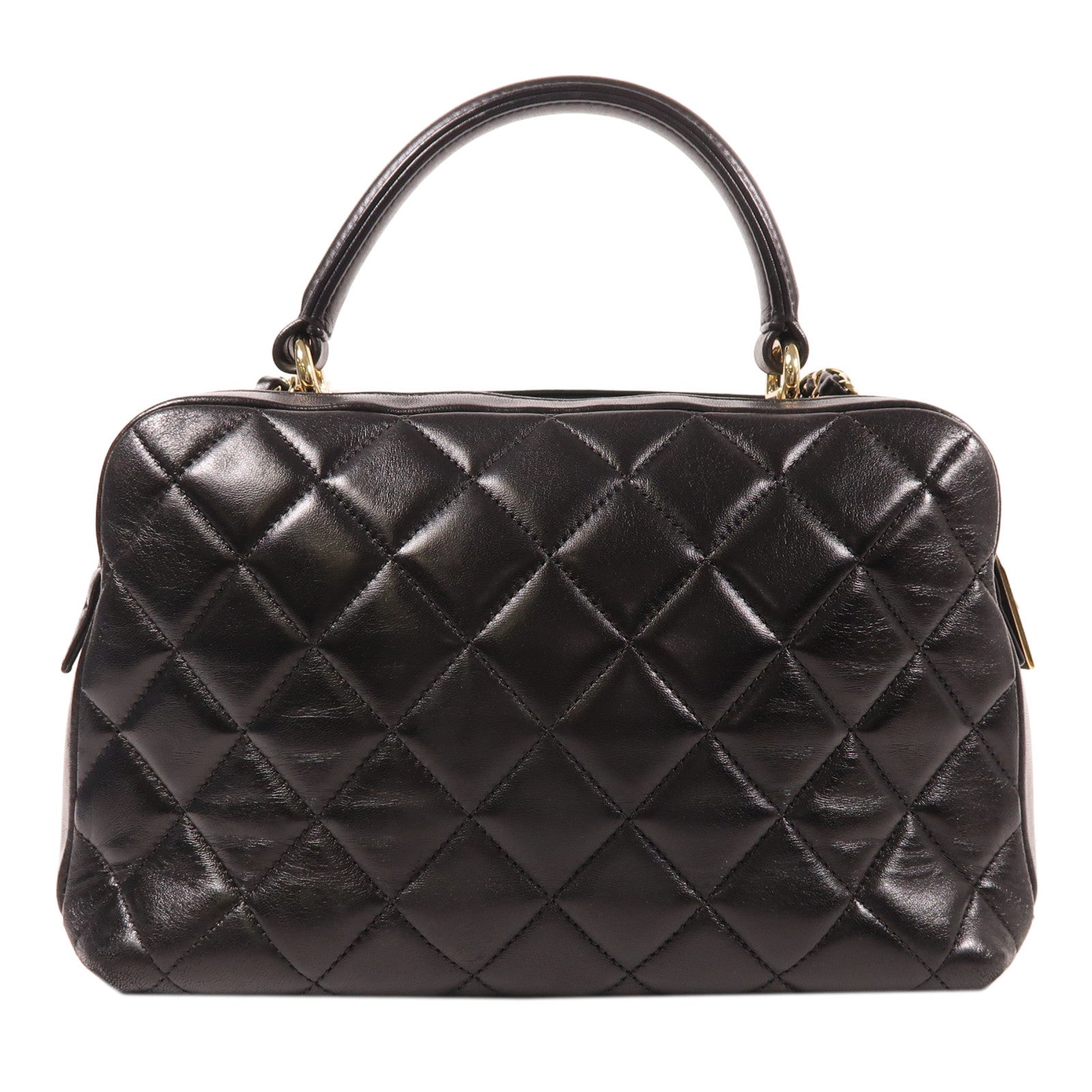 CHANEL 羊皮皮革Trendy CC Bowling金扣鏈帶肩背袋黑色– Brand