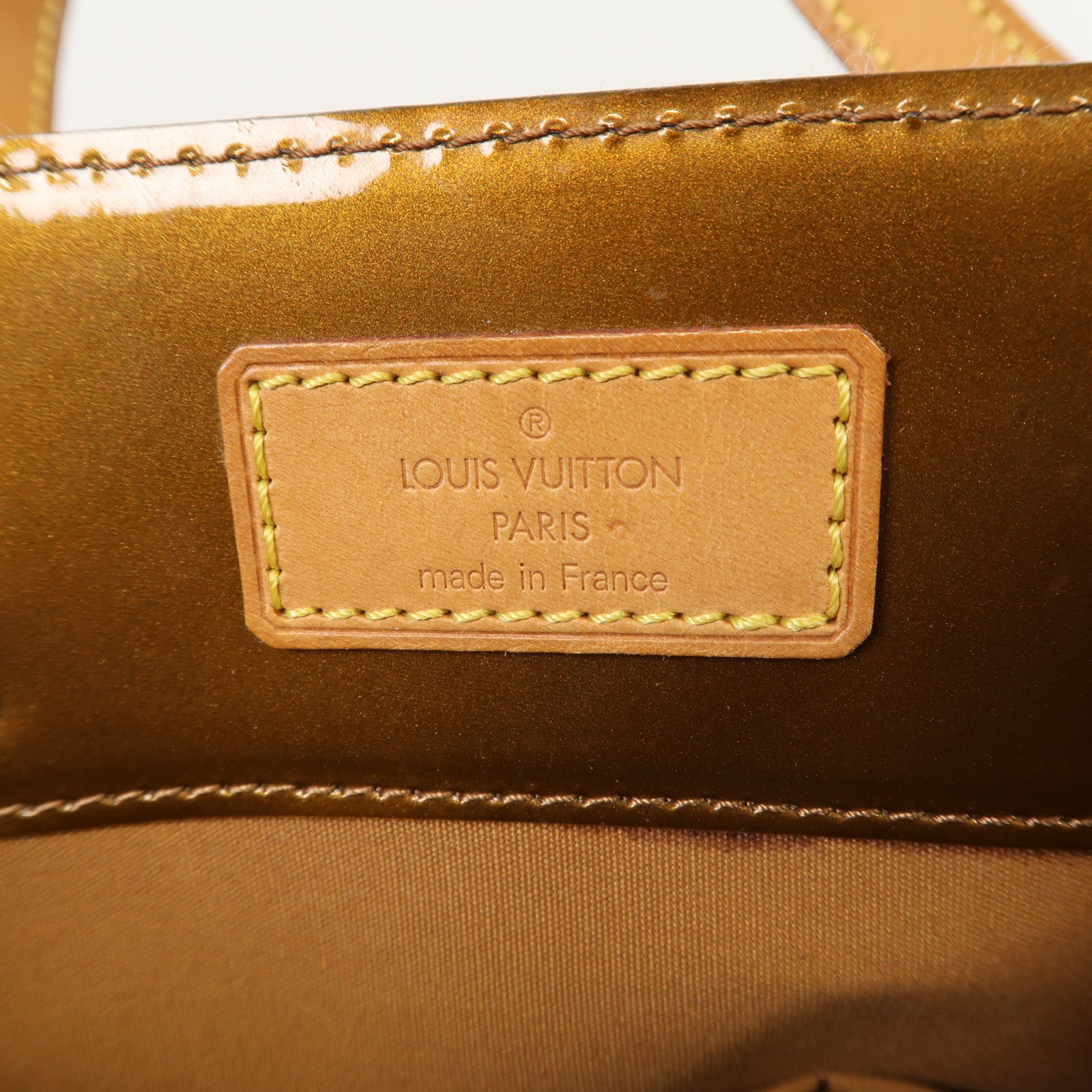 LOUIS VUITTON 【激減優惠】Monogram Vernis Reade MM金扣手挽袋古銅色