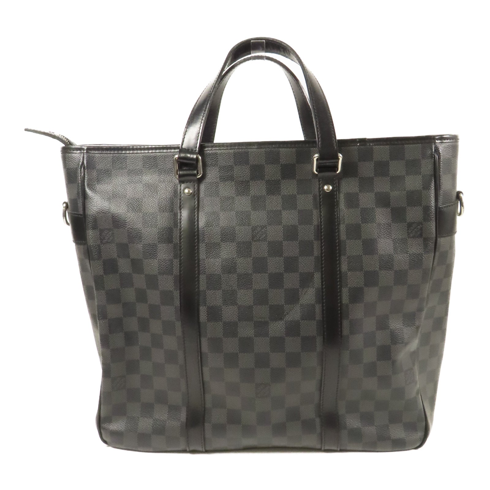 LOUIS VUITTON Damier Graphite Tadao MM銀扣手挽肩背兩用袋