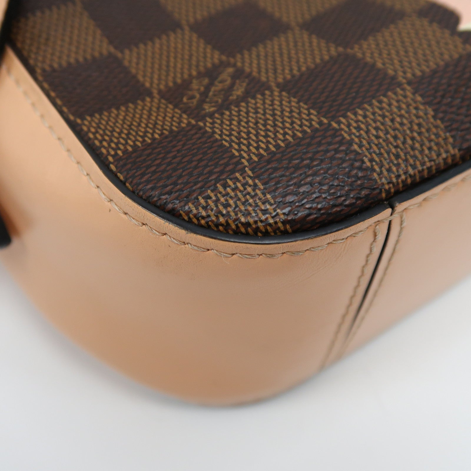 LOUIS VUITTON Damier Santa Monica金扣手挽肩背兩用袋啡色/粉紅色